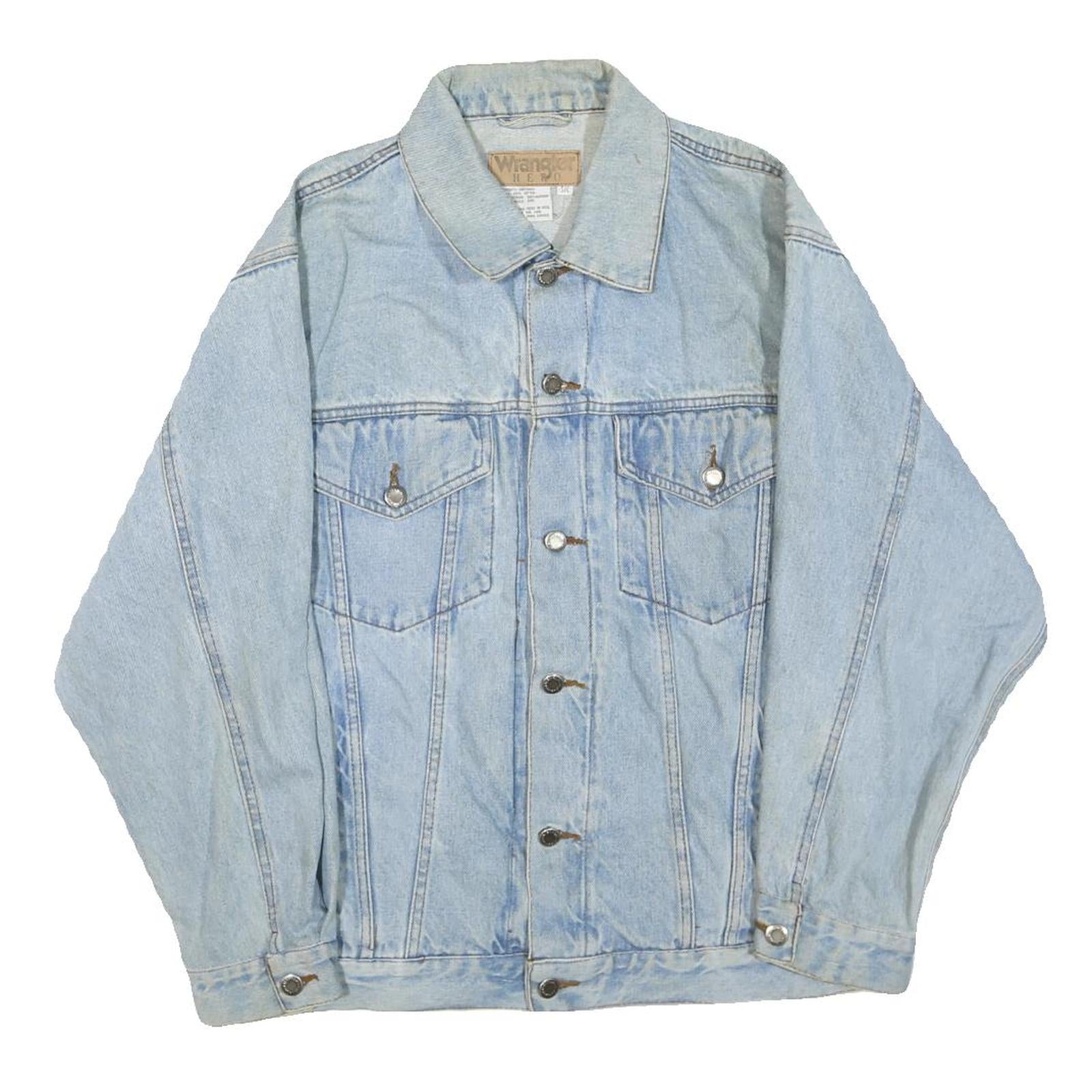 WRANGLER Mens Blue Denim Jacket S Cotton Blend Button Closure Classic Fit Refurbished - N/A refurbished available on Cerqular