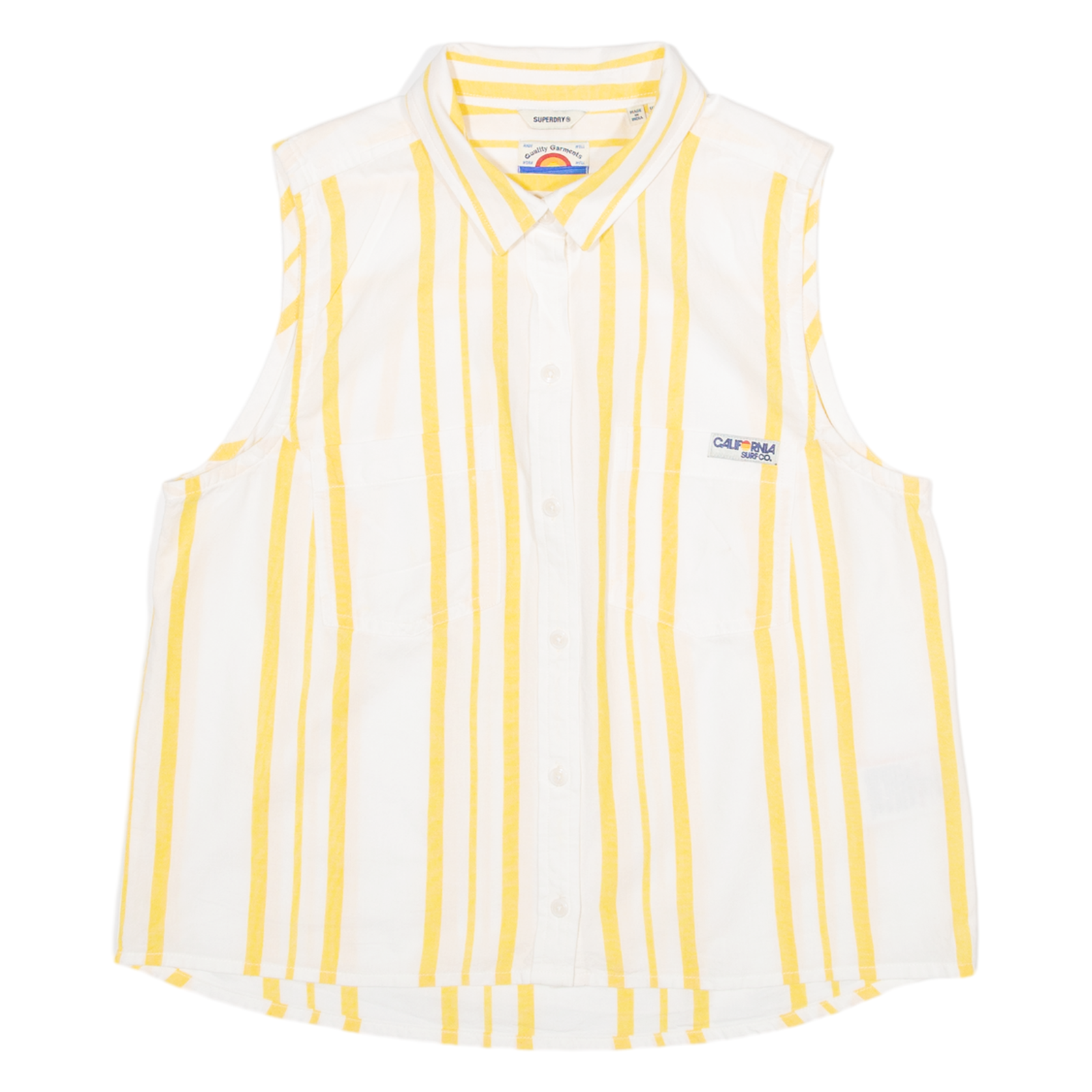 SUPERDRY Womens Shirt Yellow Striped Sleeveless UK 12 Refurbished - N/A refurbished available on Cerqular