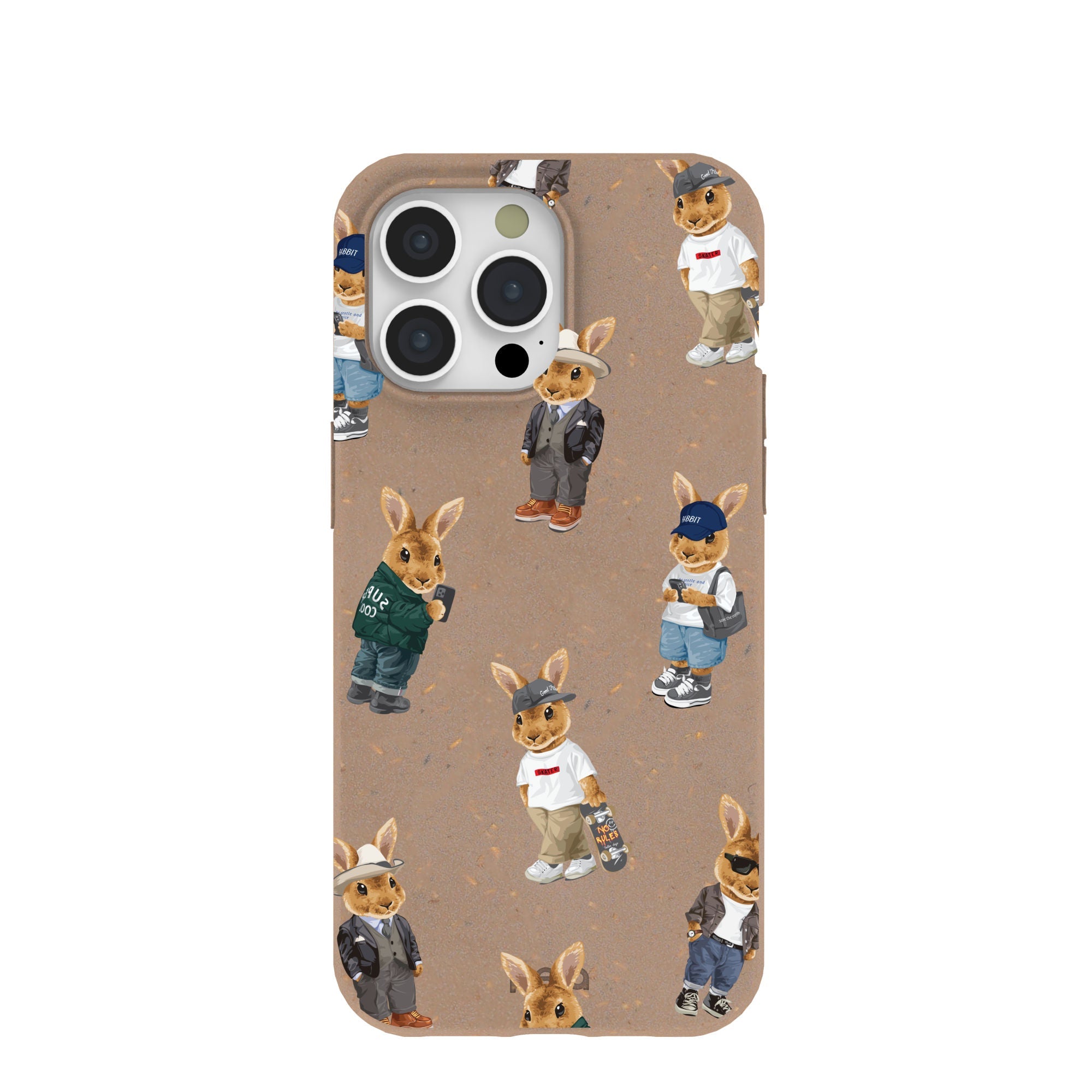 Chocolate Brown Rabbit Friends iPhone 15 Pro Max Case Refurbished - Pela Case refurbished available on Cerqular
