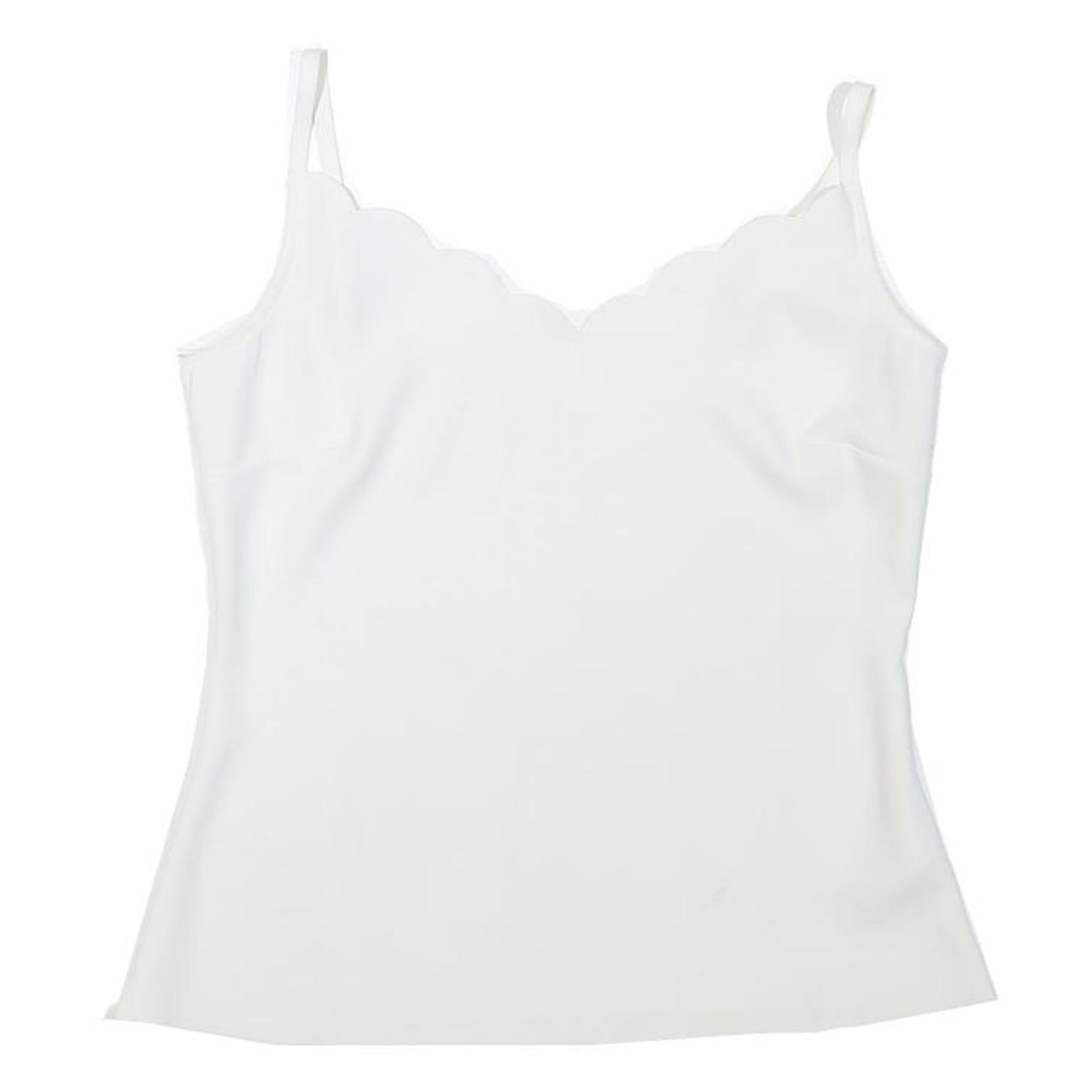 Womens White Scallop Neck Sleeveless Top XXS Smooth Polyester Blend Summer Refurbished - N/A refurbished available on Cerqular
