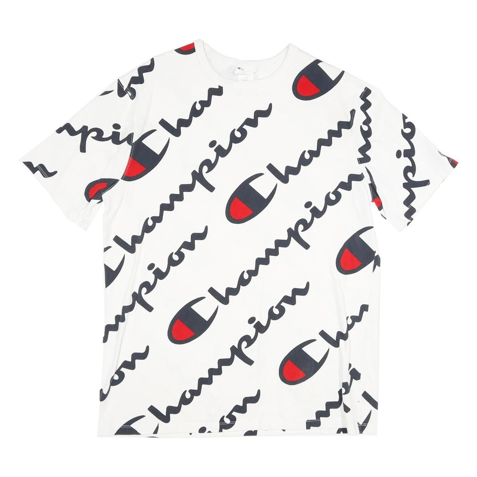CHAMPION Mens White Black & Red Logo Graphic T-Shirt XL Short Sleeve Crew Neck Refurbished - N/A refurbished available on Cerqular