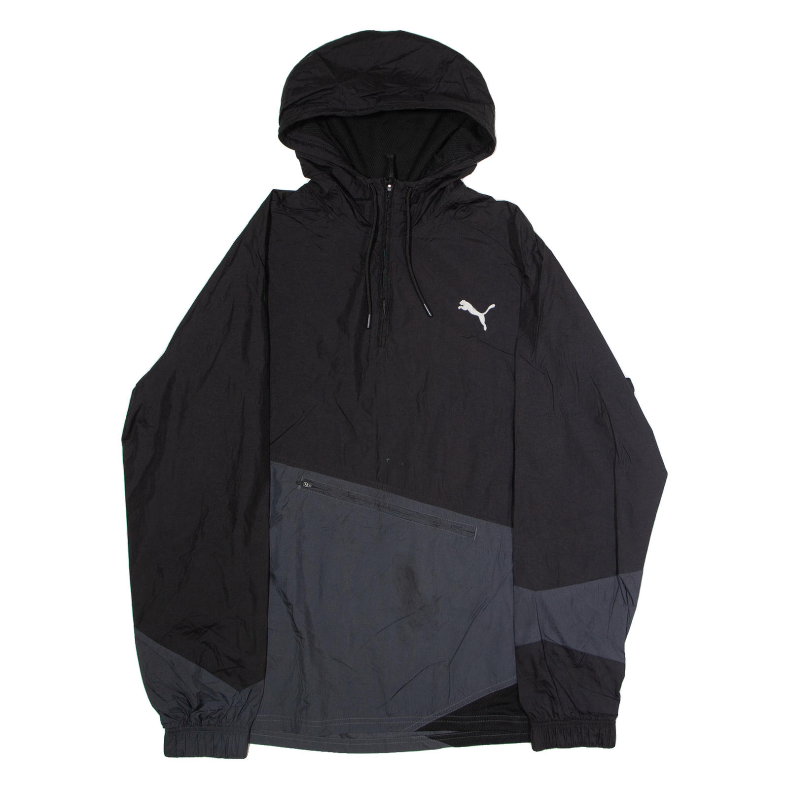 PUMA Mens Pullover Jacket Black Hooded Colourblock XL Refurbished - N/A refurbished available on Cerqular