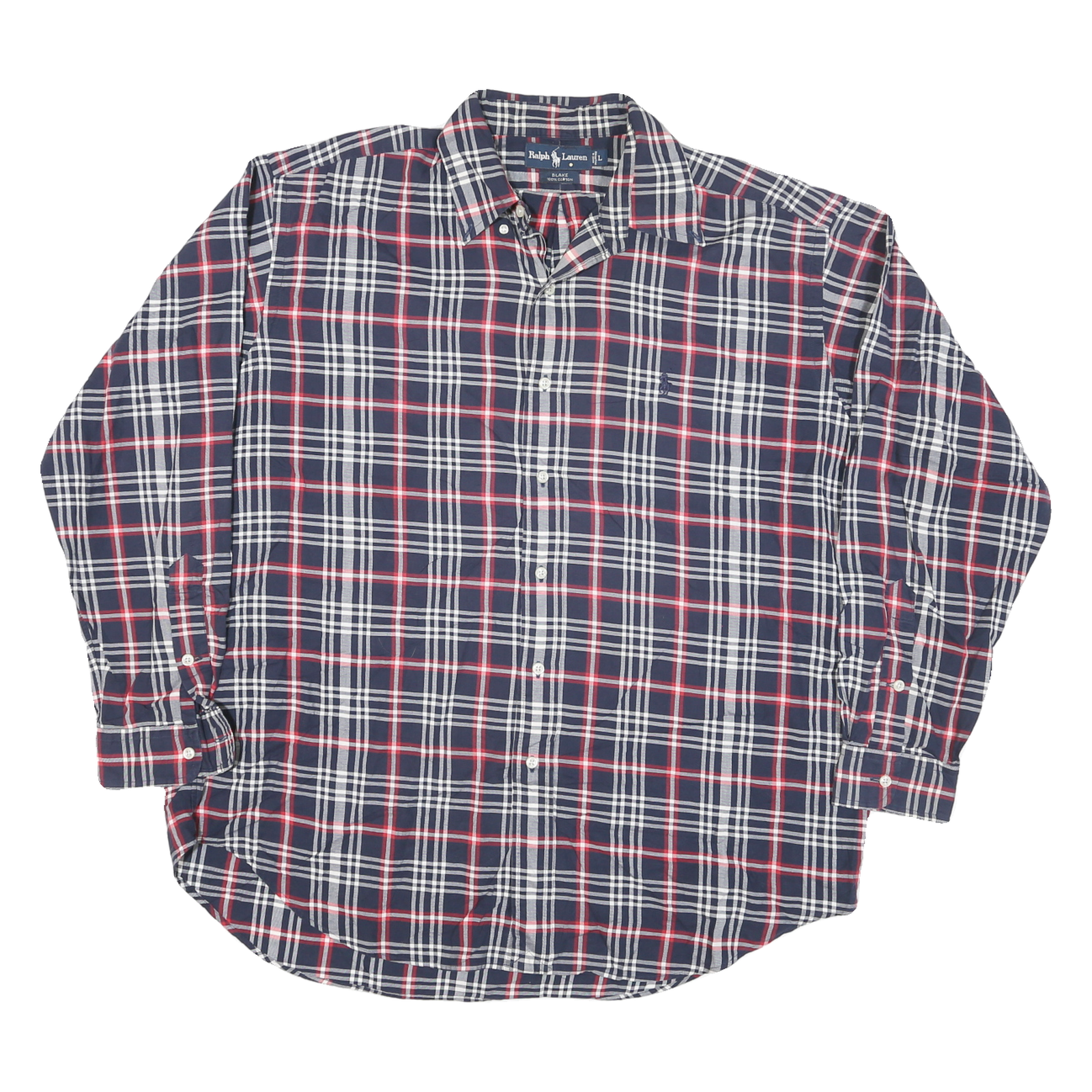 RALPH LAUREN Mens Blue White & Red Checked Shirt L Classic Cotton Blend Long Refurbished - N/A refurbished available on Cerqular