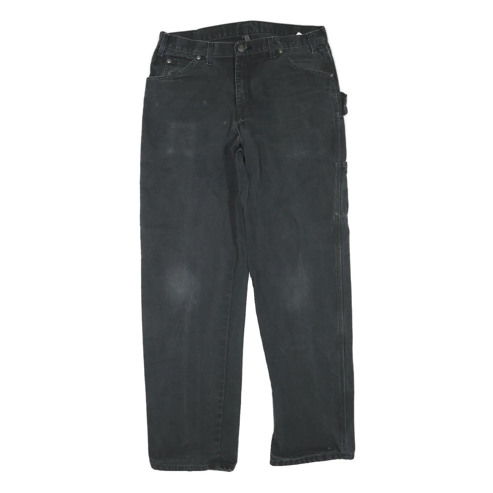 DICKIES Mens Black Regular Fit Straight Leg Cotton Blend Trousers W34 L32 Refurbished - N/A refurbished available on Cerqular