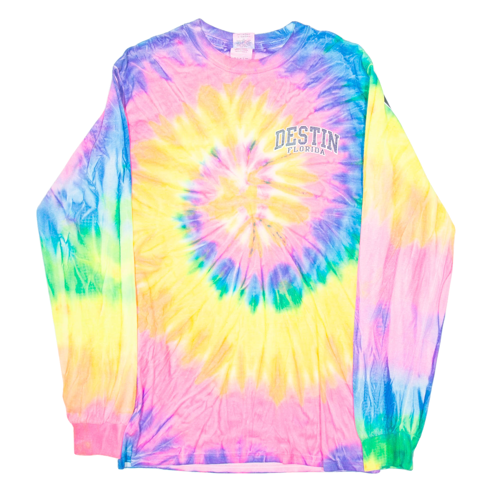 GILDAN Destin Florida Mens Tie Dye T-Shirt Pink Long Sleeve USA S Refurbished - N/A refurbished available on Cerqular