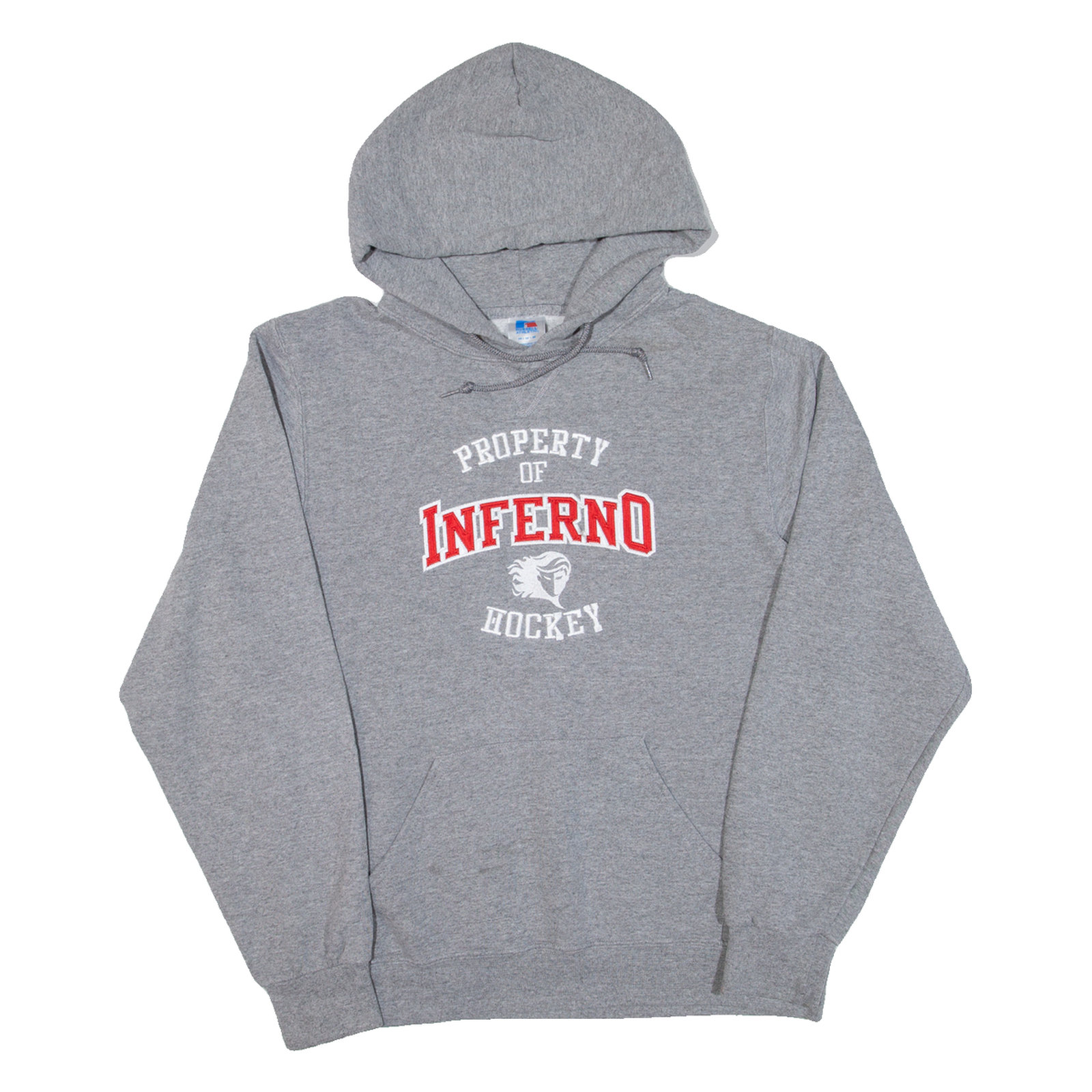 RUSSELL ATHLETIC Property Of Inferno Hockey Mens Grey Hoodie USA M Refurbished - N/A refurbished available on Cerqular