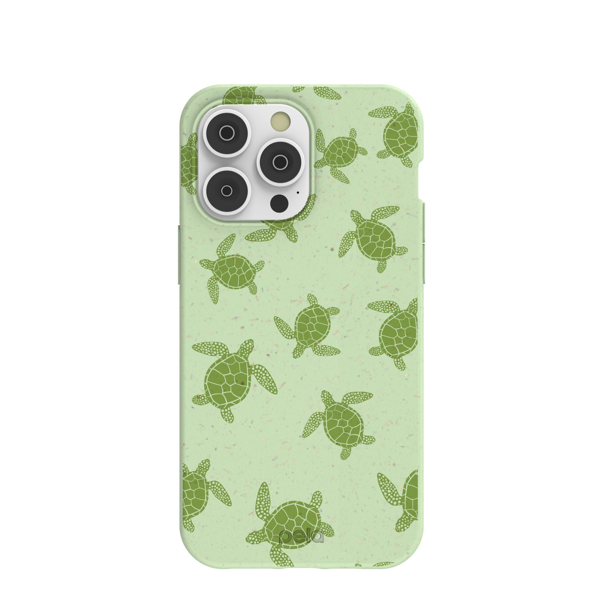 Sage Green Tiny Turtles iPhone 14 Pro Max Case Refurbished - Pela Case refurbished available on Cerqular