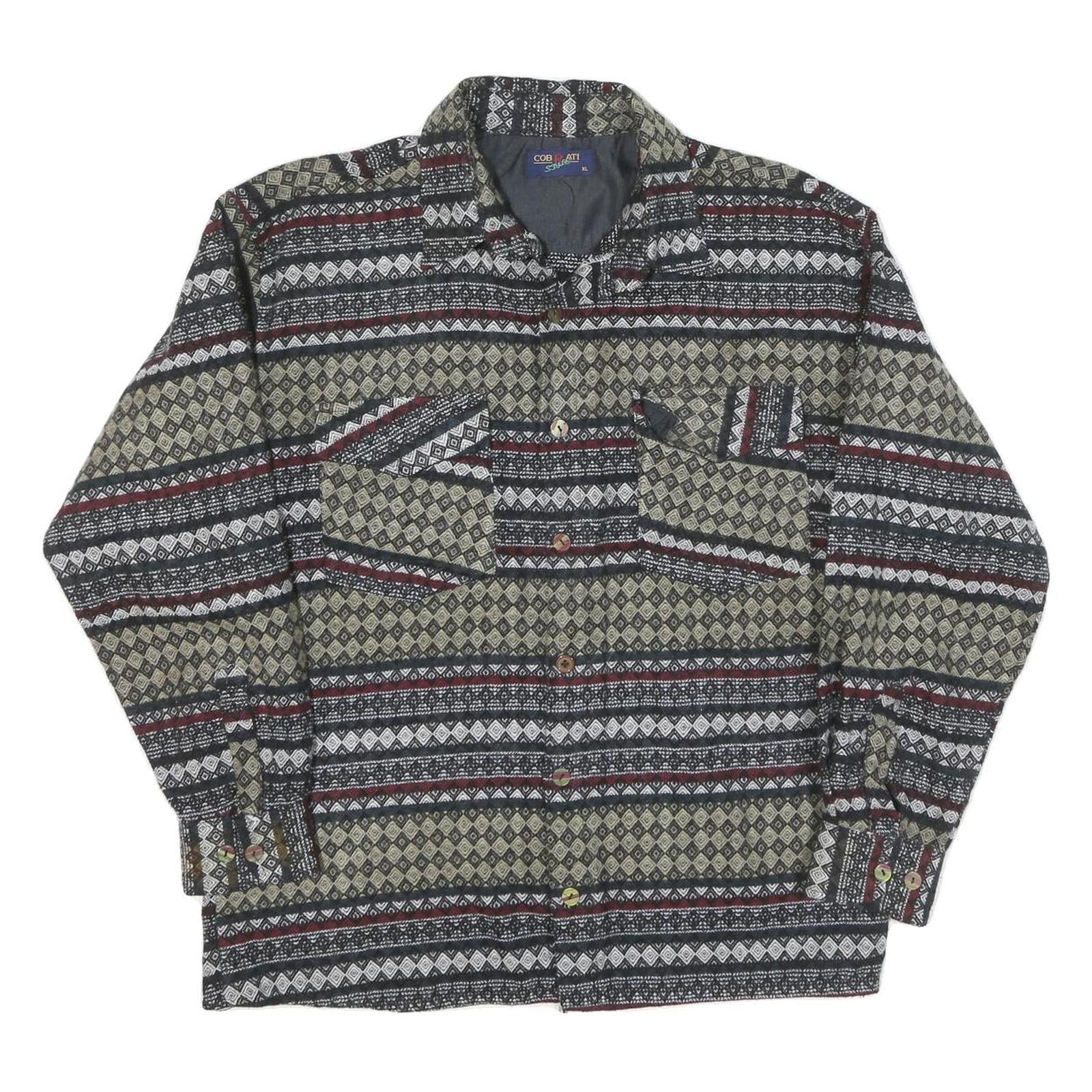 CORBATI Mens Black Beige Wool Blend Patterned Shirt XL Stylish Button Closure Refurbished - N/A refurbished available on Cerqular
