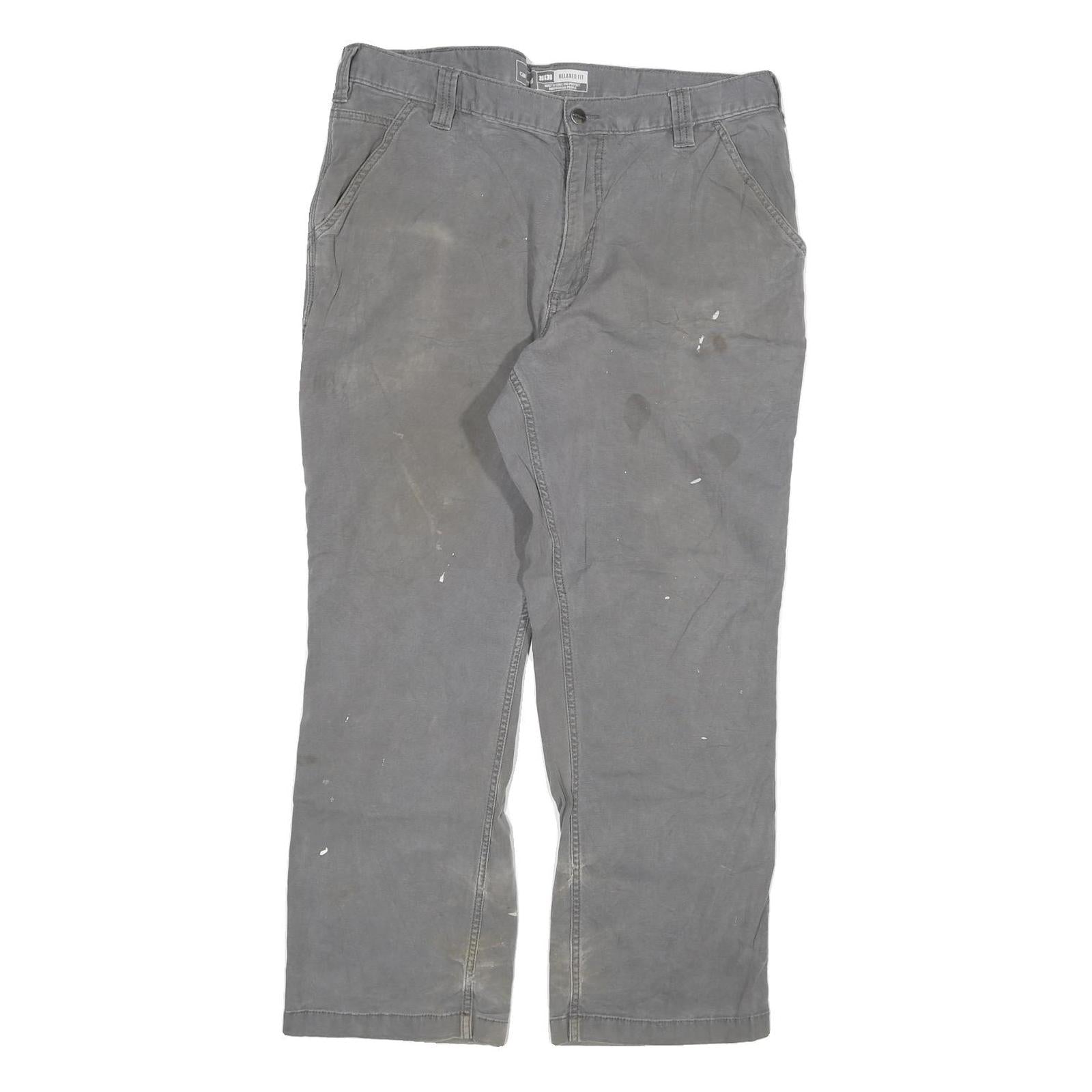 CARHARTT Mens Grey Cotton Blend Relaxed Straight Trousers W38 L30 Workwear Refurbished - N/A refurbished available on Cerqular