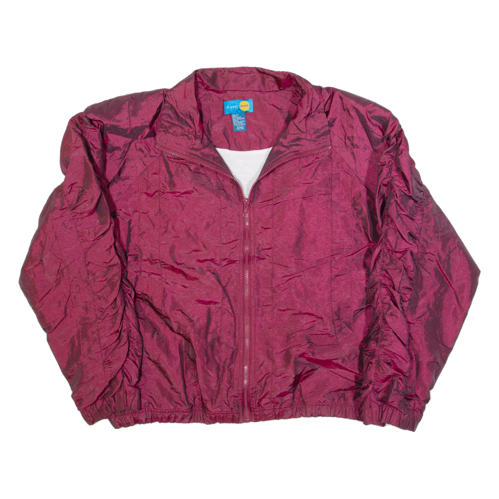 ON YOUR MARK Ruched Sleeves Womens Shell Jacket Red 90s M Refurbished - N/A refurbished available on Cerqular