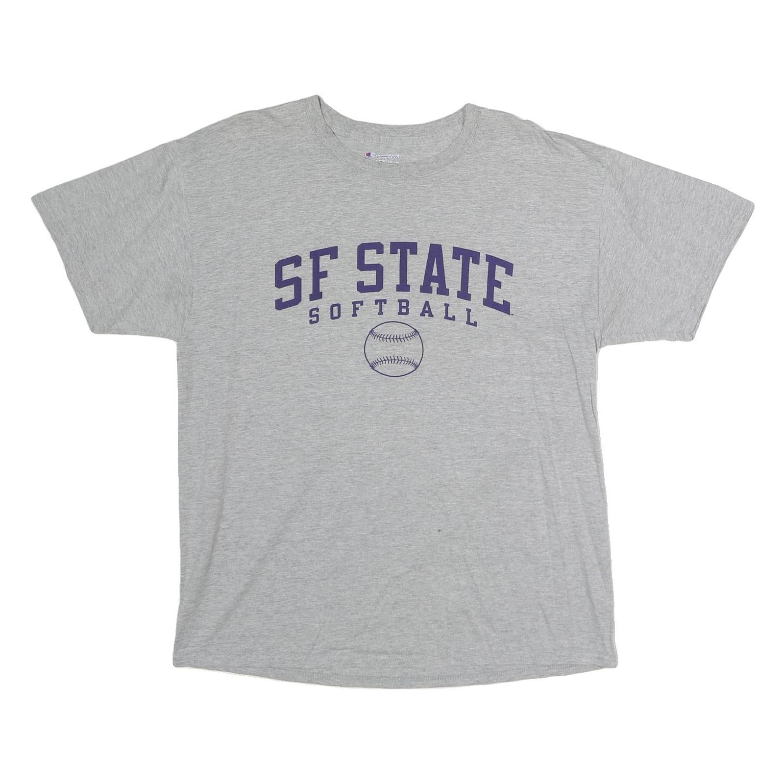 CHAMPION Mens Grey SF State Softball Graphic T-Shirt L Crew Neck Short Sleeve Refurbished - N/A refurbished available on Cerqular
