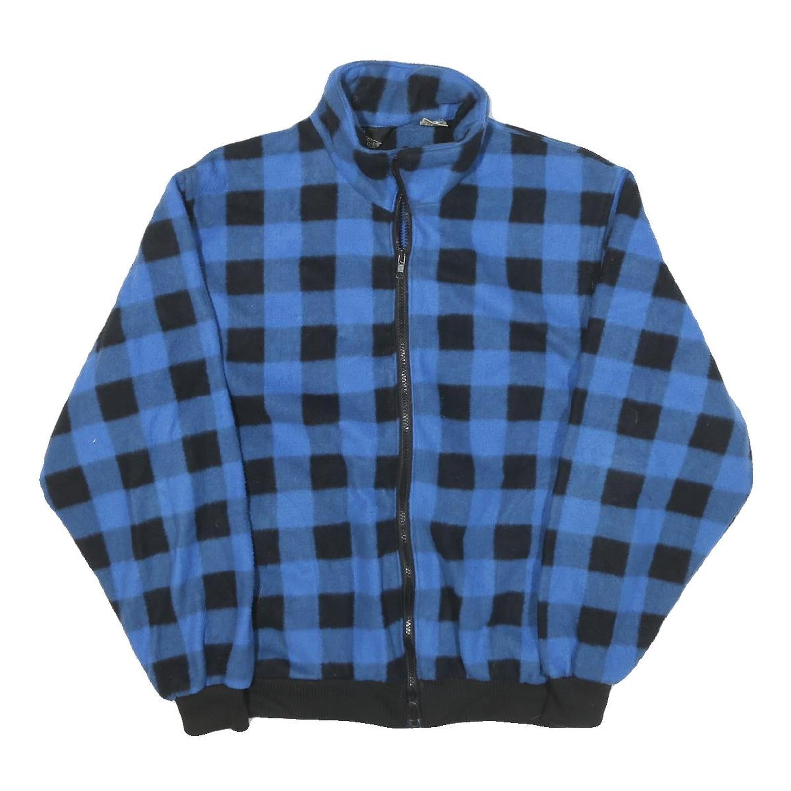 GENERATION Mens Blue & Black Checked Zip Jacket L Polyester Blend Casual Refurbished - N/A refurbished available on Cerqular