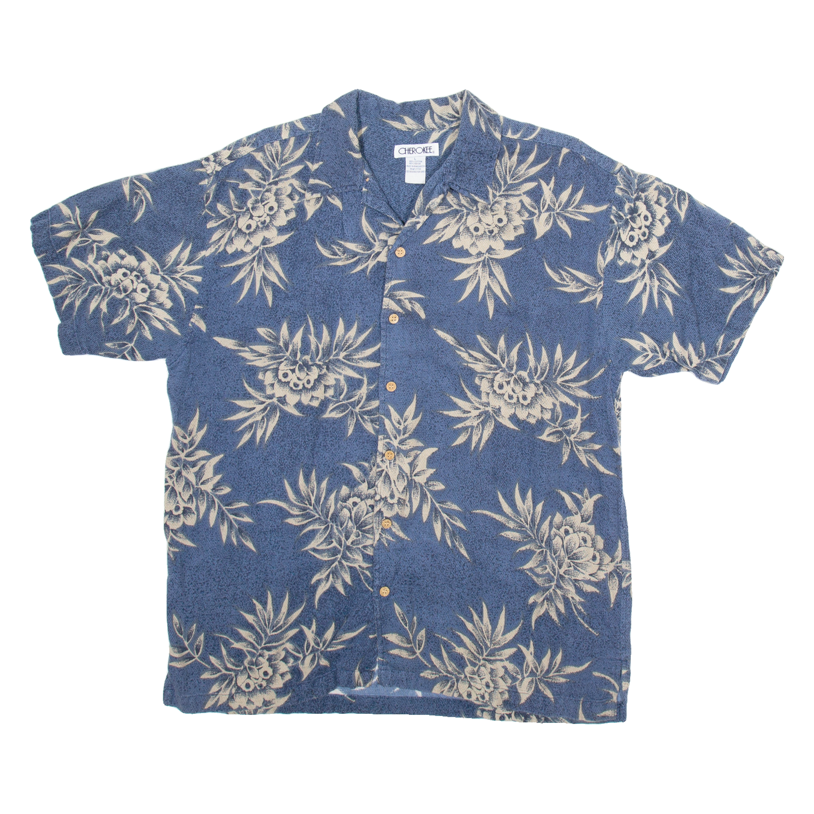 CHEROKEE Mens Hawaiian Shirt Blue Floral L Refurbished - N/A refurbished available on Cerqular
