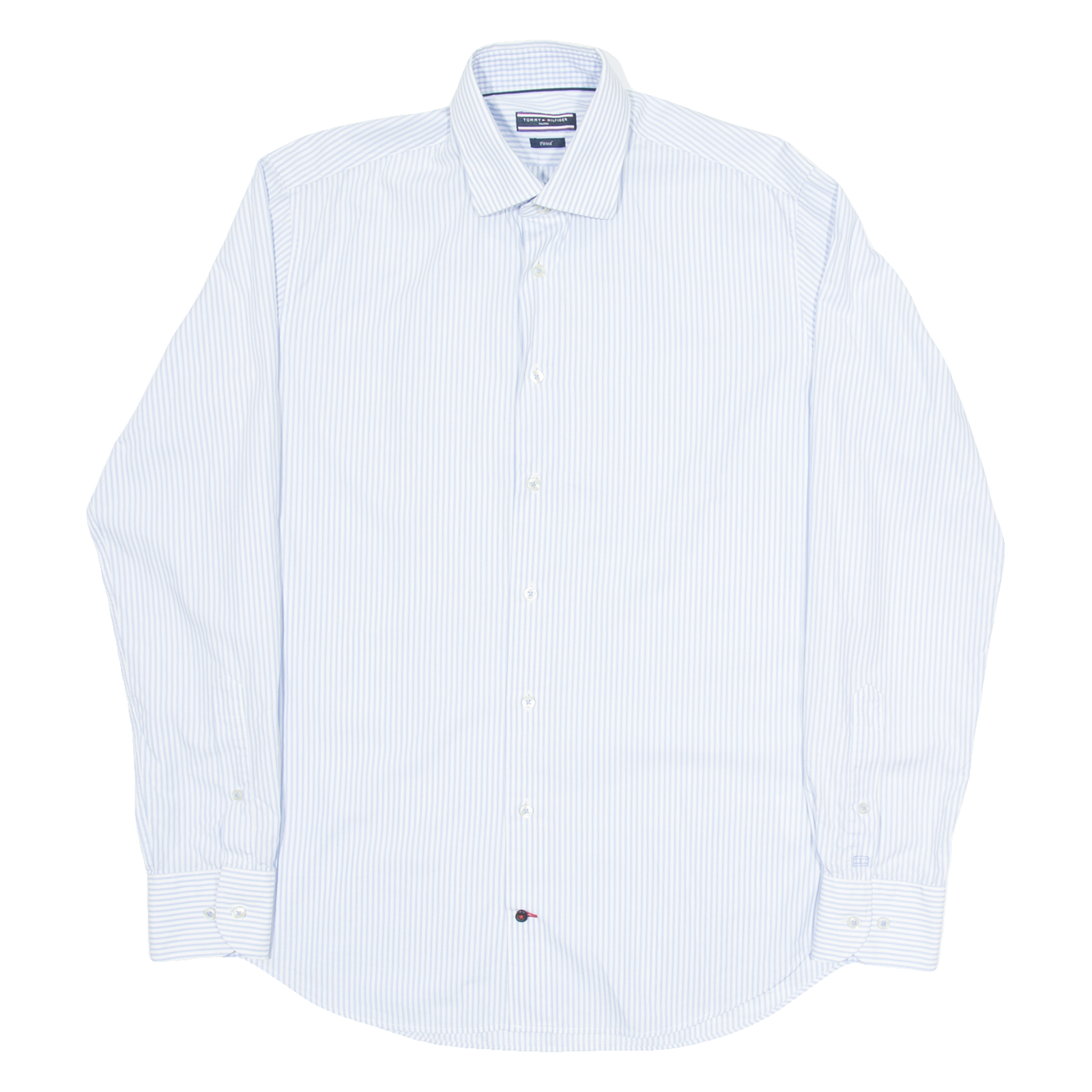 TOMMY HILFIGER Fitted Mens Shirt Blue Striped Long Sleeve M Refurbished - N/A refurbished available on Cerqular