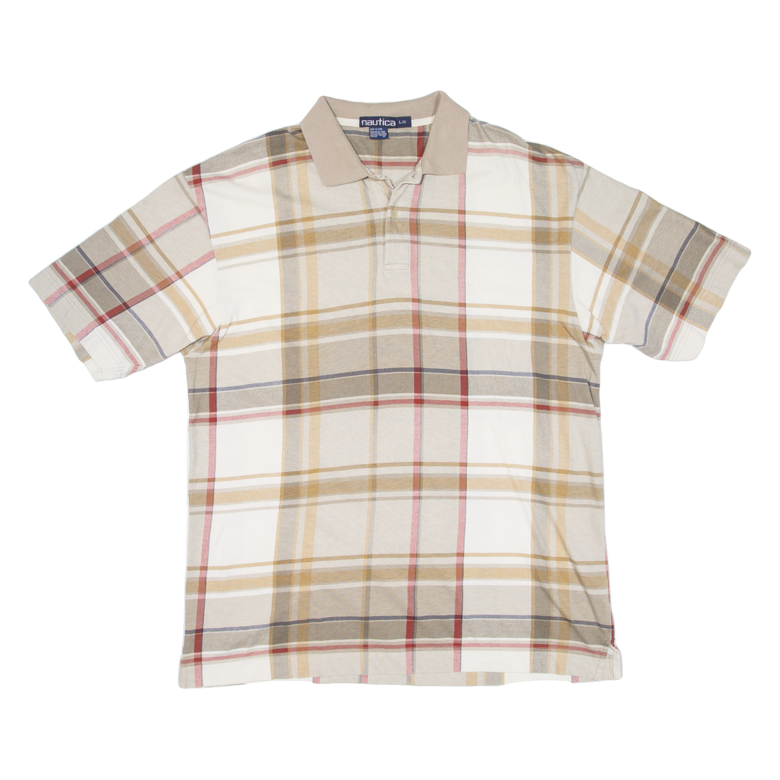 NAUTICA Mens Polo Shirt Beige Check L Refurbished - N/A refurbished available on Cerqular