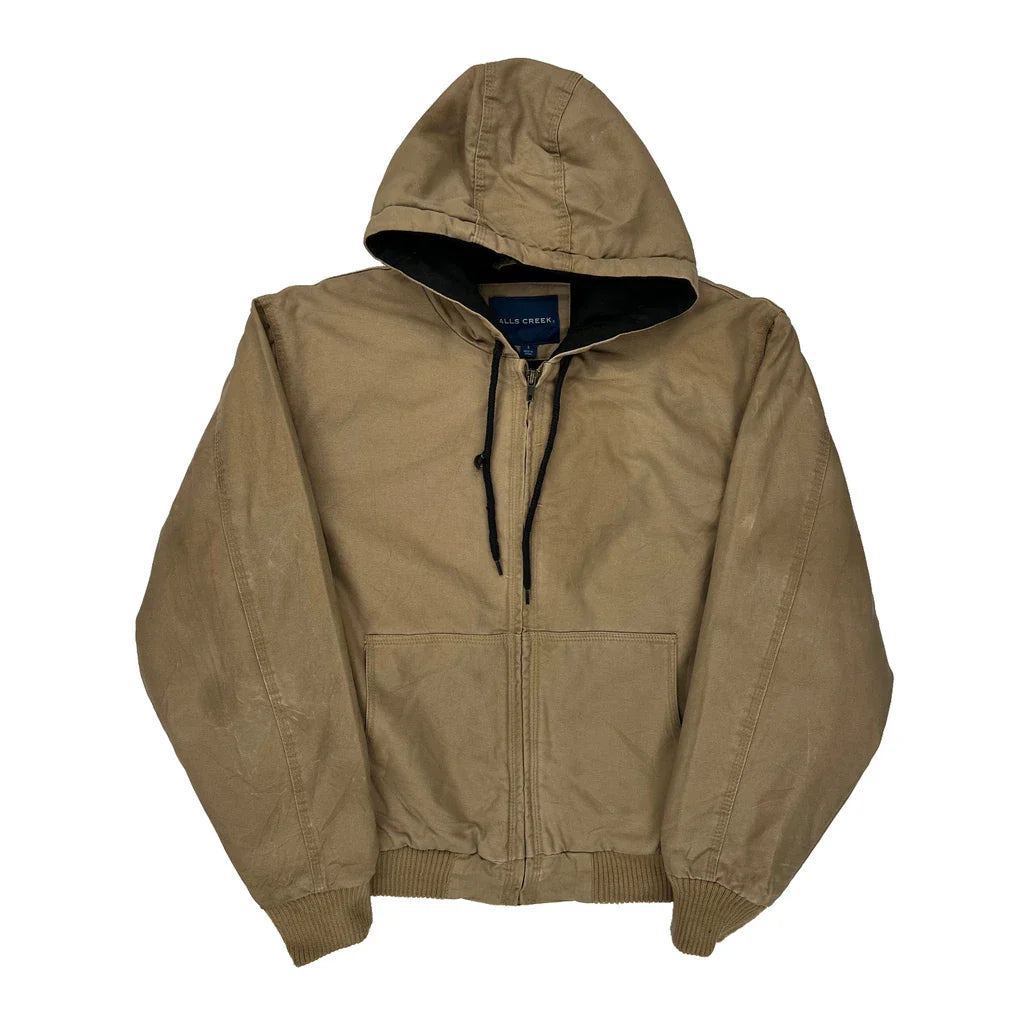 Falls Creek Jacket - Large Beige Cotton Refurbished - Thrifted (note: this is a term often used to describe second- refurbished available on Cerqular