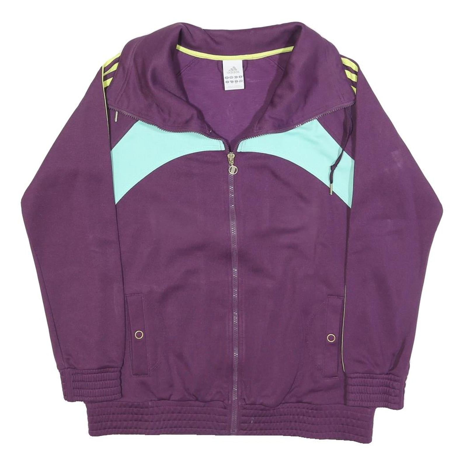 ADIDAS Womens Purple & Light Blue Track Jacket UK 16 Polyester Zip Athletic Refurbished - N/A refurbished available on Cerqular