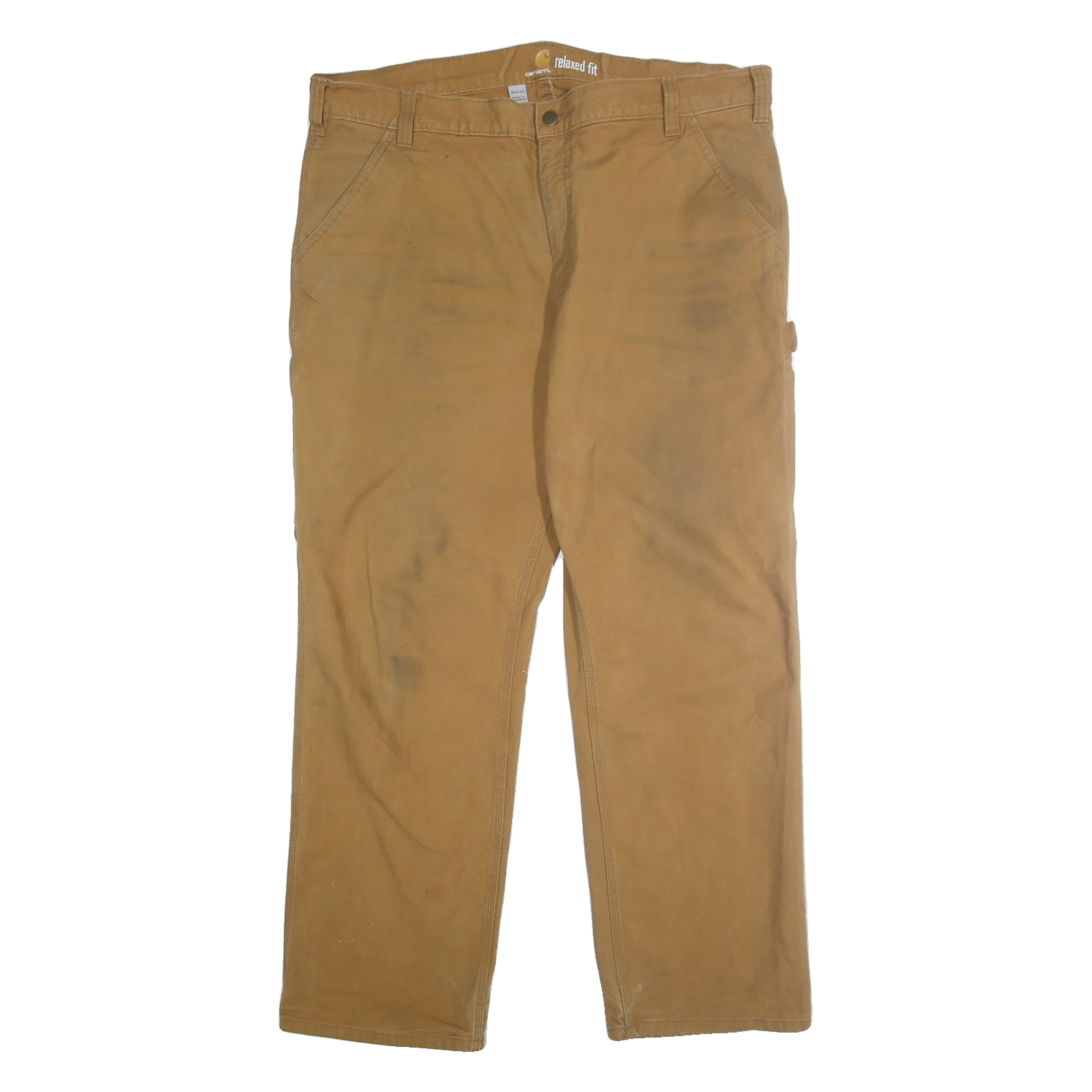 CARHARTT Mens Relaxed Fit Jeans Beige Cotton Blend Zip W40 L32 Workwear Durable Refurbished - N/A refurbished available on Cerqular