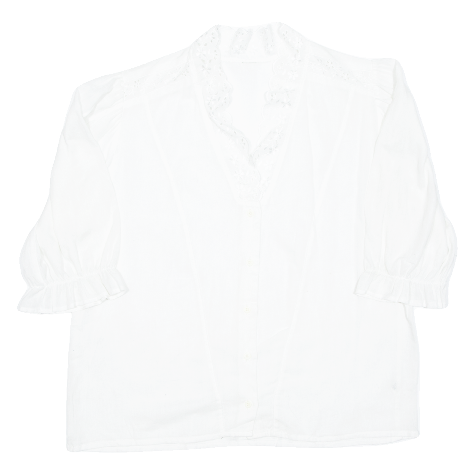 Womens Blouse White V-Neck 3/4 Sleeve L Refurbished - N/A refurbished available on Cerqular