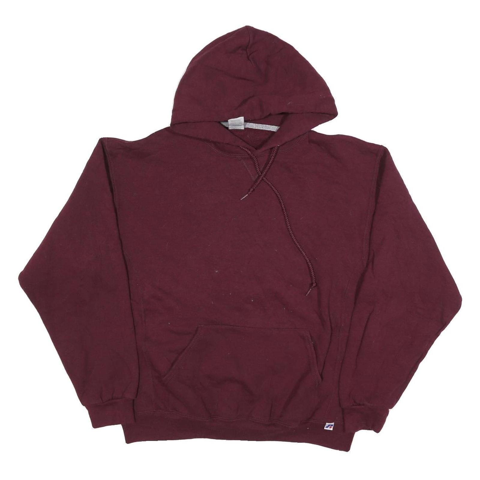 RUSSELL ATHLETIC Mens Maroon Pullover Hoodie L Classic Cotton Blend Refurbished - N/A refurbished available on Cerqular