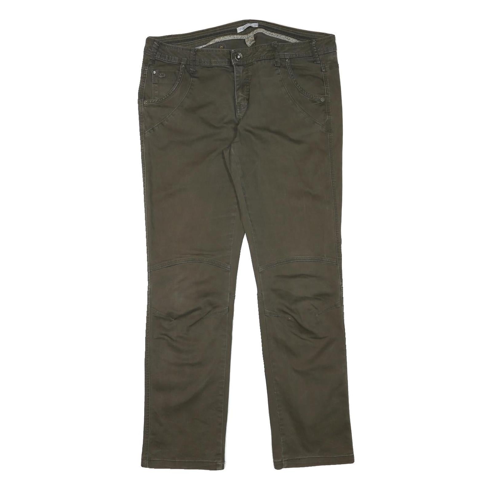 NILE Womens Cotton Blend Regular Fit Straight Olive Green Trousers W35 L30 Refurbished - N/A refurbished available on Cerqular