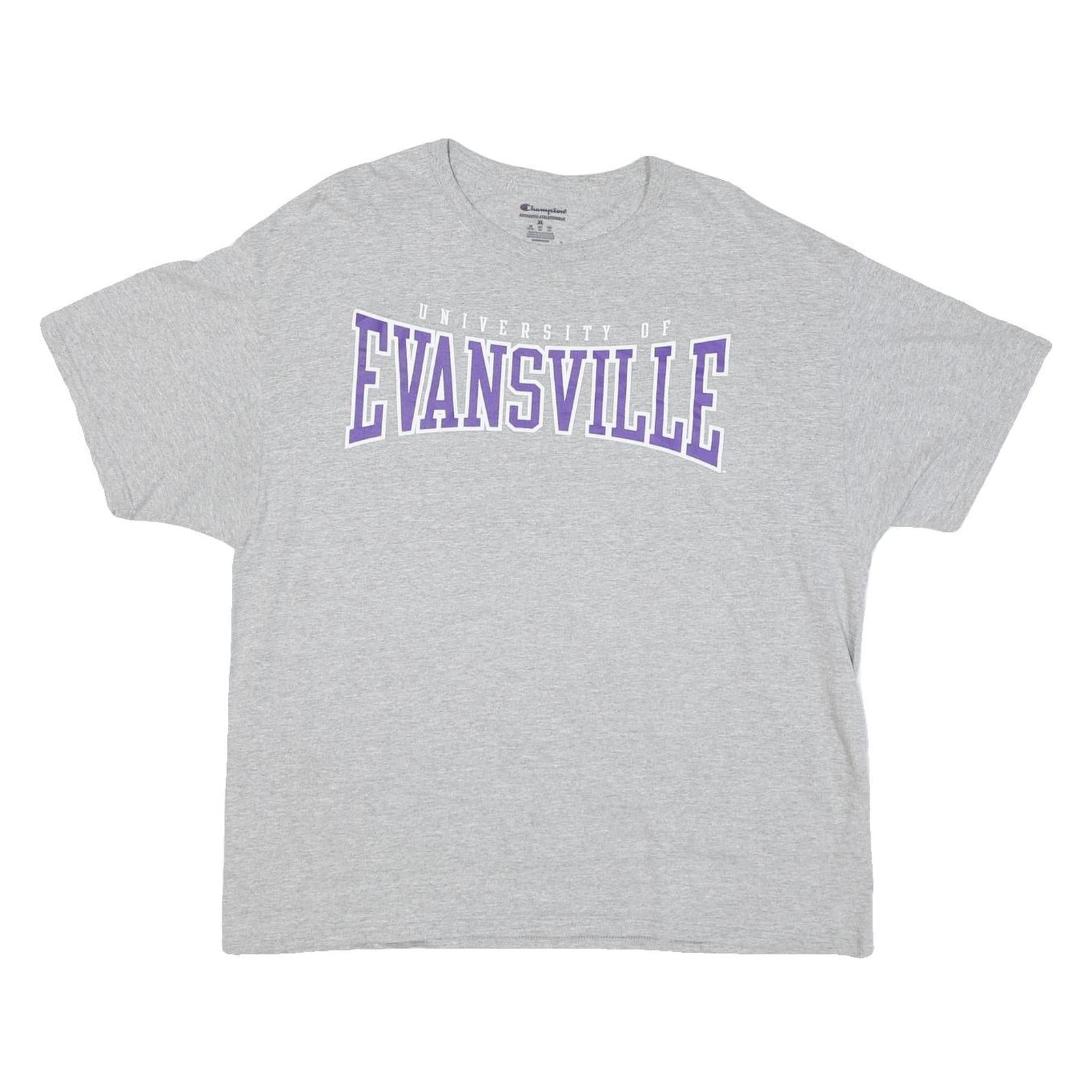CHAMPION Mens Grey University Of Evansville Graphic T-Shirt XL Short Sleeve Crew Refurbished - N/A refurbished available on Cerqular