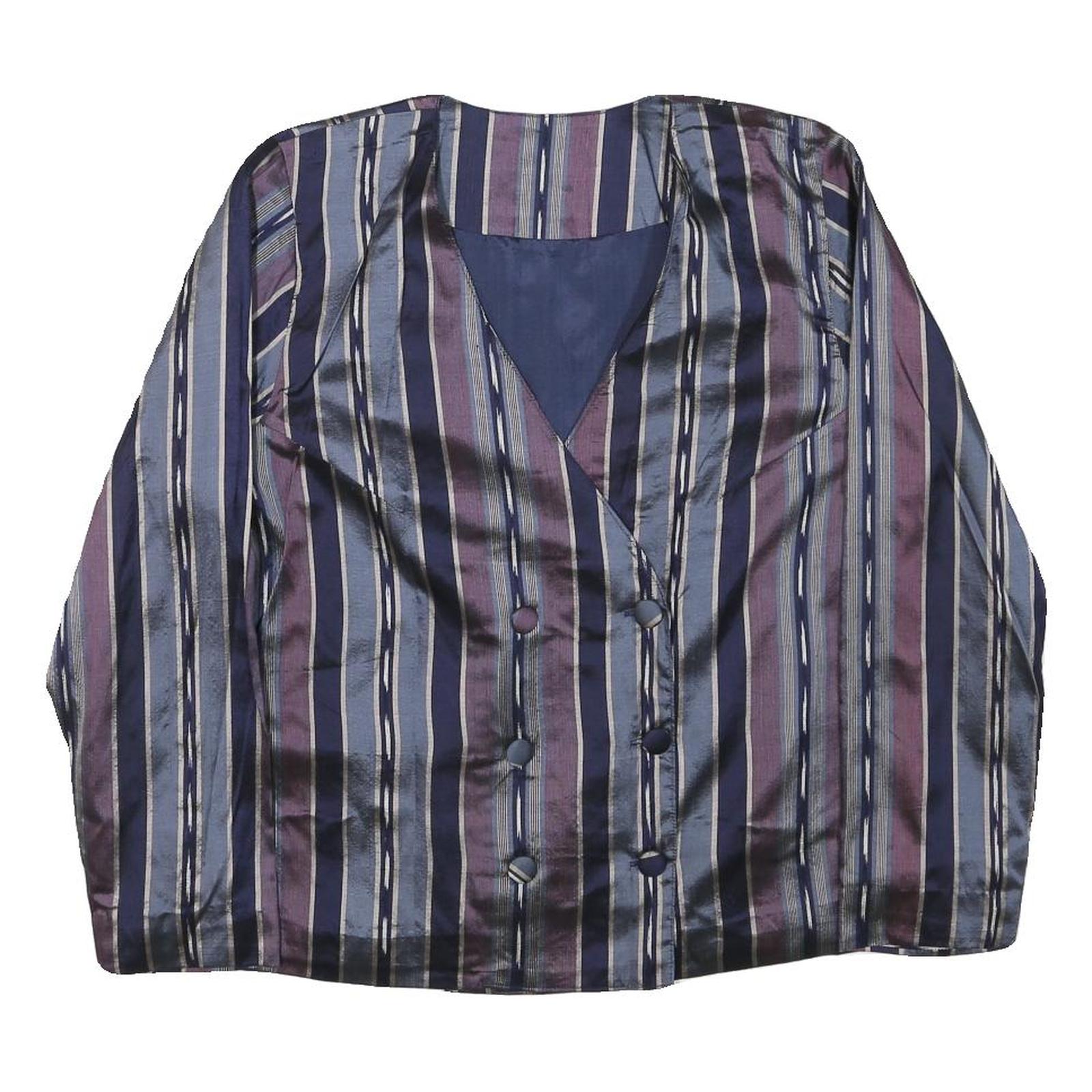Womens Blue & Purple Striped Button Cotton Blend Jacket M Classic Fit Refurbished - N/A refurbished available on Cerqular