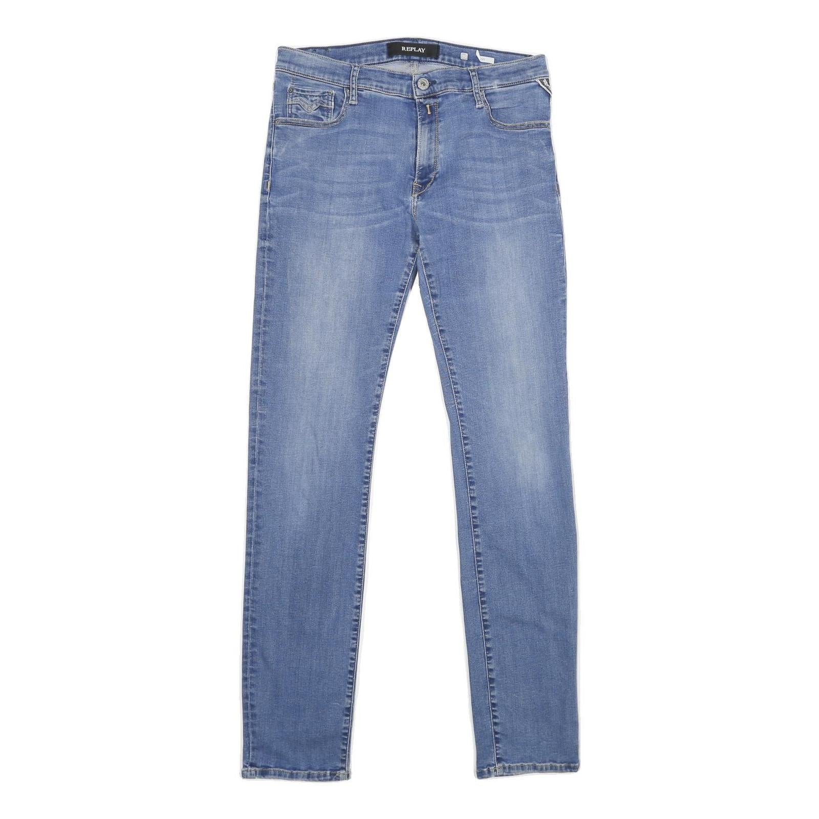 REPLAY Womens Blue Regular Fit Skinny Denim Light W30 L32 Zip Cotton Blend Refurbished - N/A refurbished available on Cerqular