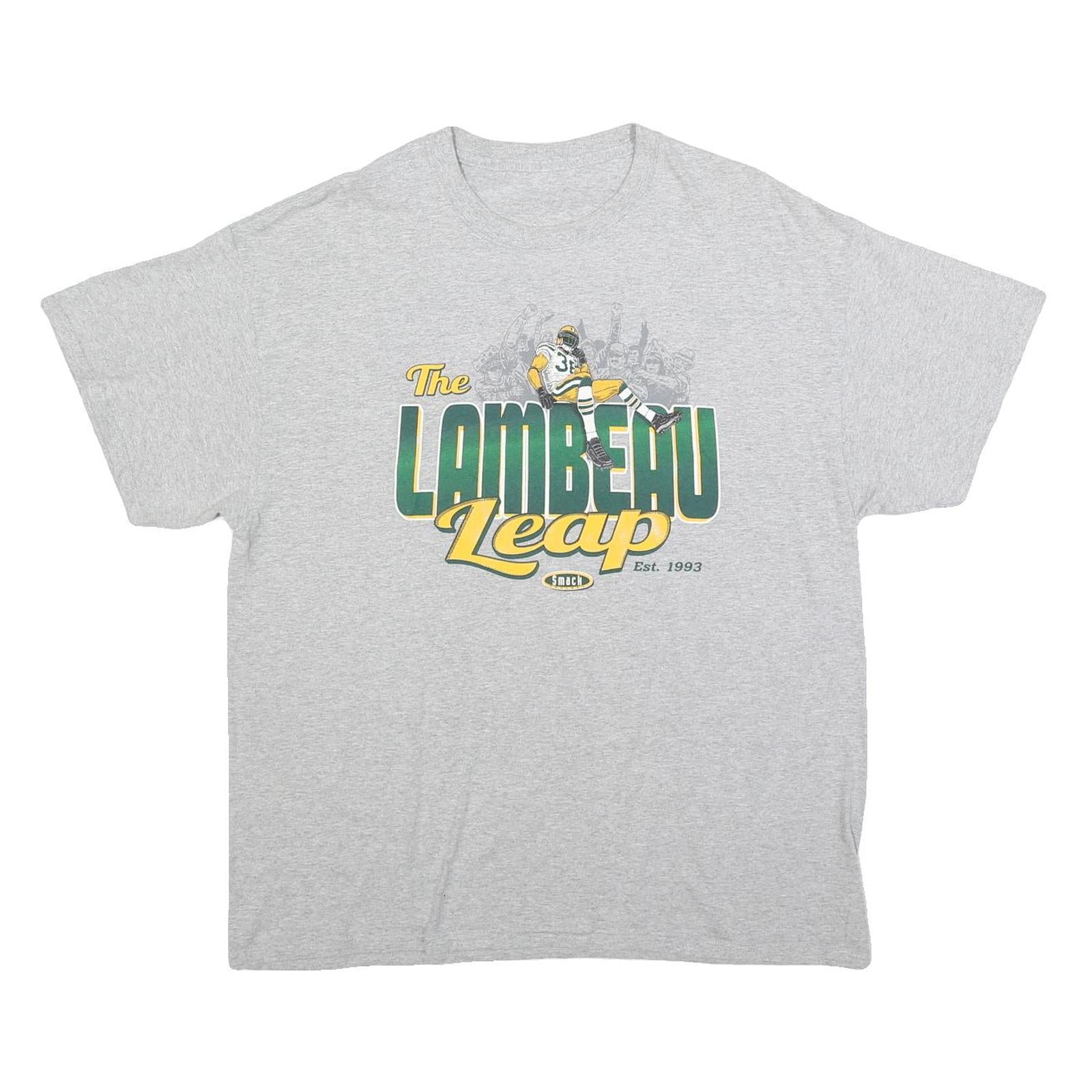 Buy Mens Grey The Lambeau Leap Cotton Blend Graphic T-Shirt XL Short Sleeve Crew Refurbished - $12.99 Mens Grey The Lambeau Leap Cotton Blend Graphic T-Shirt XL Short Sleeve Crew Refurbished - N/A refurbished available on Cerqular
