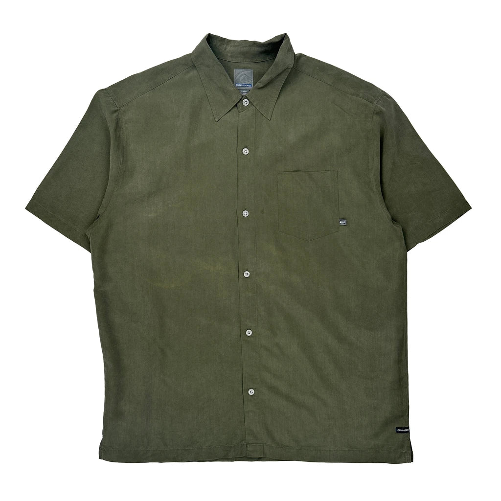 Quiksilver Short Sleeve Shirt - XL Green Cotton Refurbished - Thrifted (note: this is a term often used to describe second- refurbished available on Cerqular