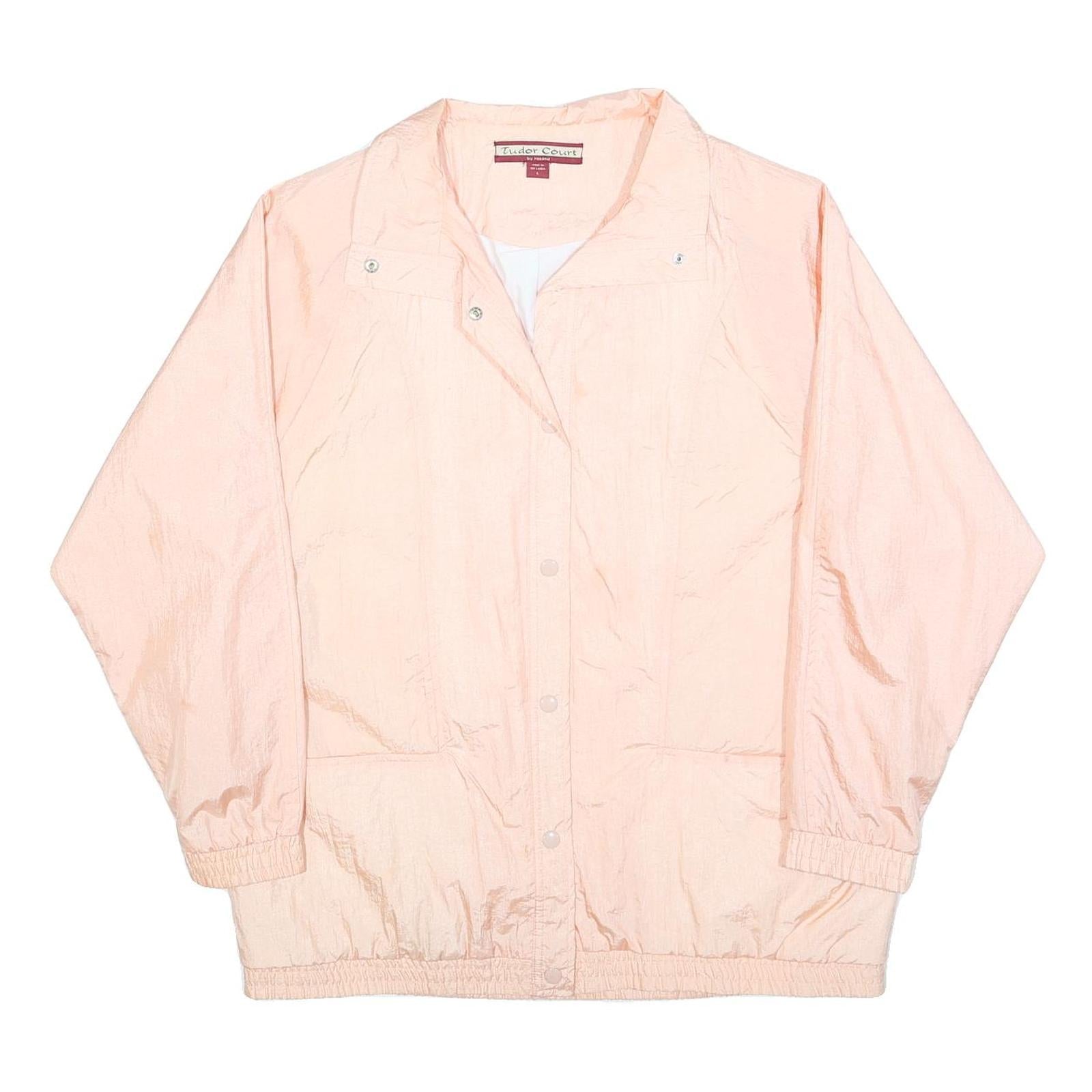 TUDOR COURT Womens Peach Pink Button Jacket L Nylon Plain Lightweight Stylish Refurbished - N/A refurbished available on Cerqular