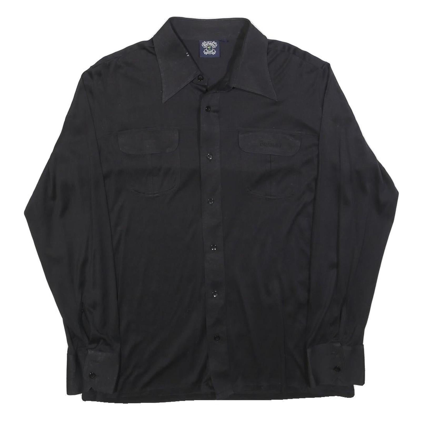BARBADOS Mens Black Shirt L Polyester Blend Long Sleeve Button Closure Refurbished - N/A refurbished available on Cerqular