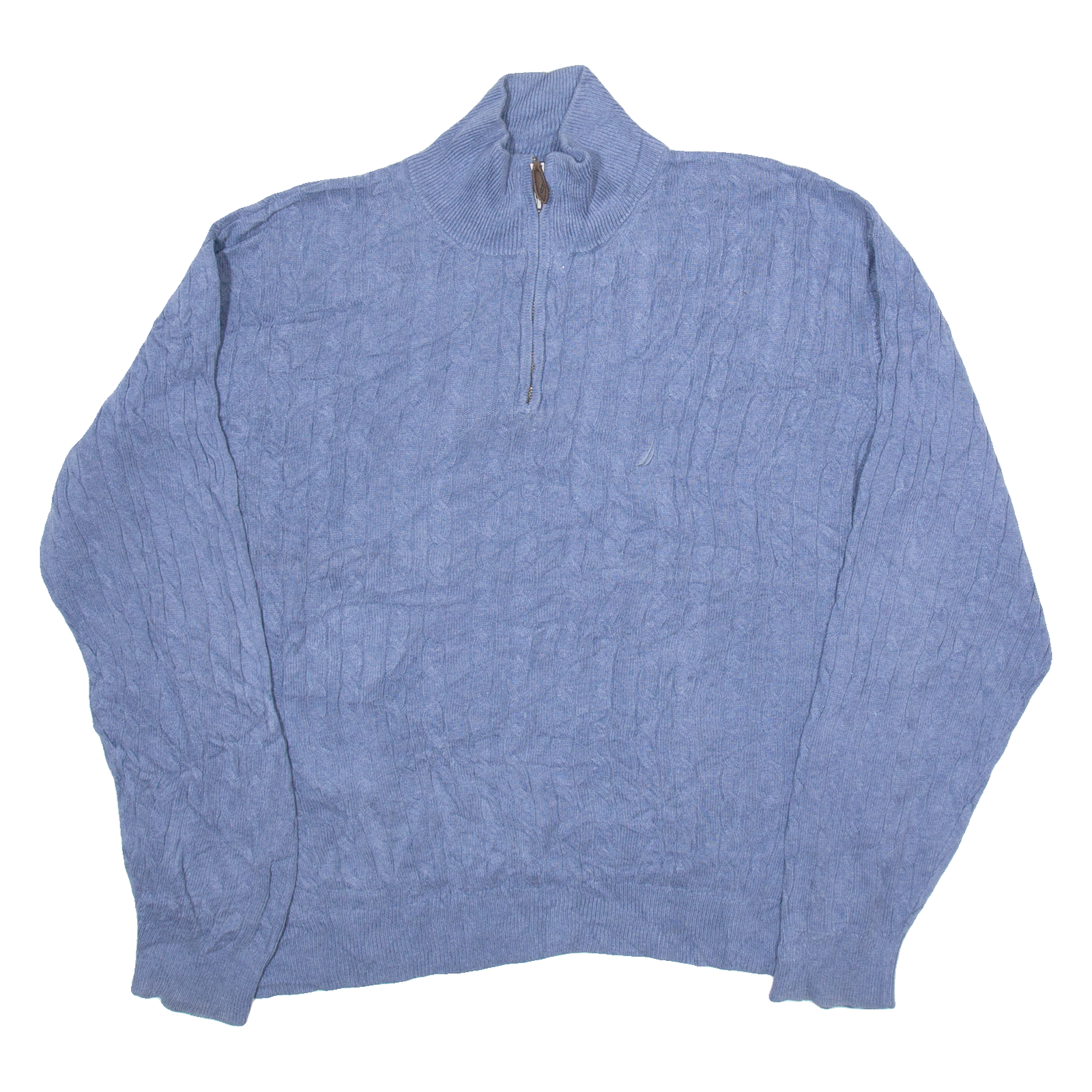 NAUTICA Mens Jumper Blue 1/4 Zip Cable Knit L Refurbished - N/A refurbished available on Cerqular
