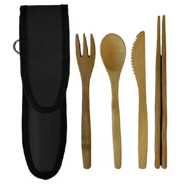 BagitoWare Bamboo Cutlery Set | Color: Granite Black Refurbished - N/A (Note: There is a brand called "Bagito" that refurbished available on Cerqular