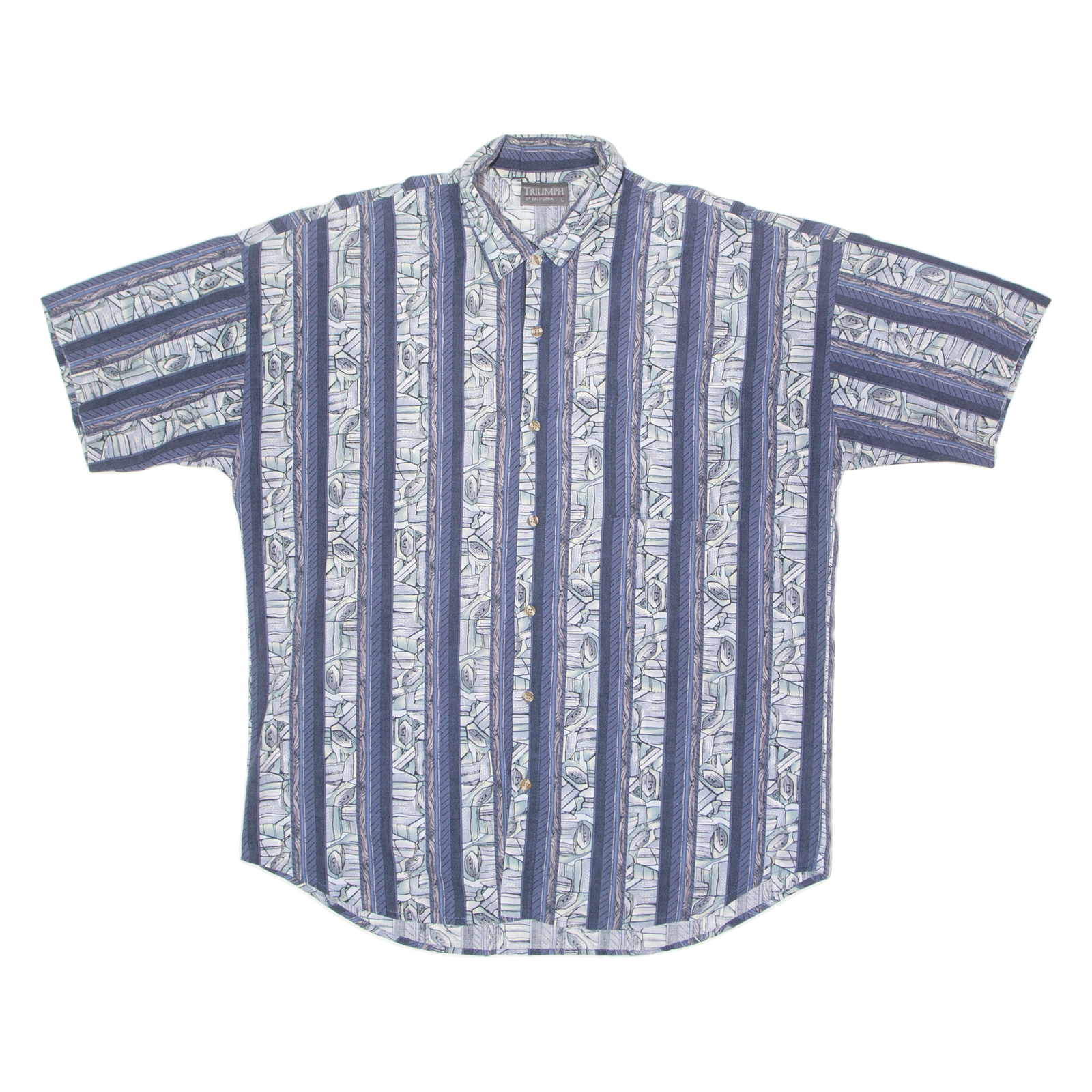 TRIUMPH OF CALIFORNIA Mens Shirt Blue 90s Striped L Refurbished - N/A refurbished available on Cerqular