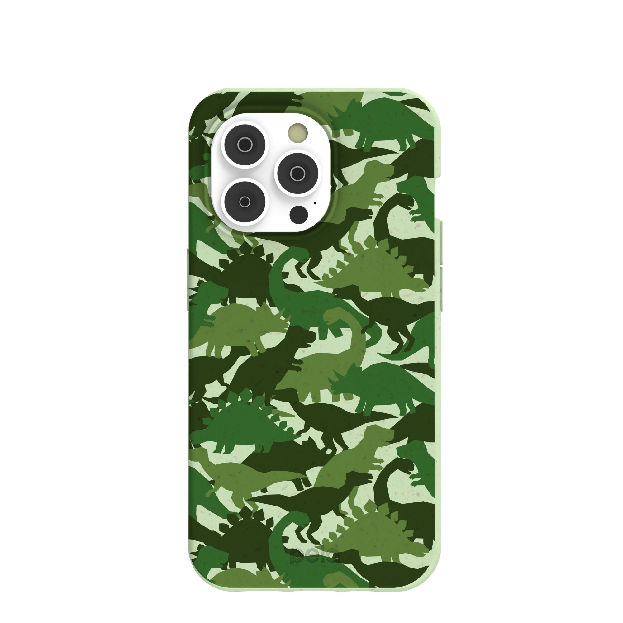 Sage Green Dino Camo iPhone 14 Pro Case Refurbished - Pela Case refurbished available on Cerqular