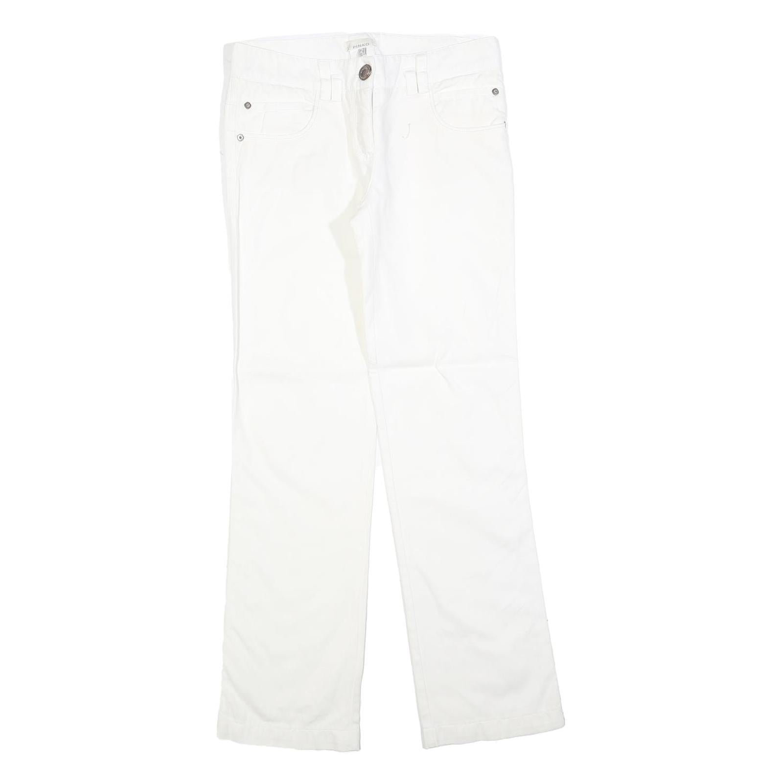 PINKO Womens Cotton Blend White Regular Fit Straight Leg Trousers W32 L32 Refurbished - N/A refurbished available on Cerqular