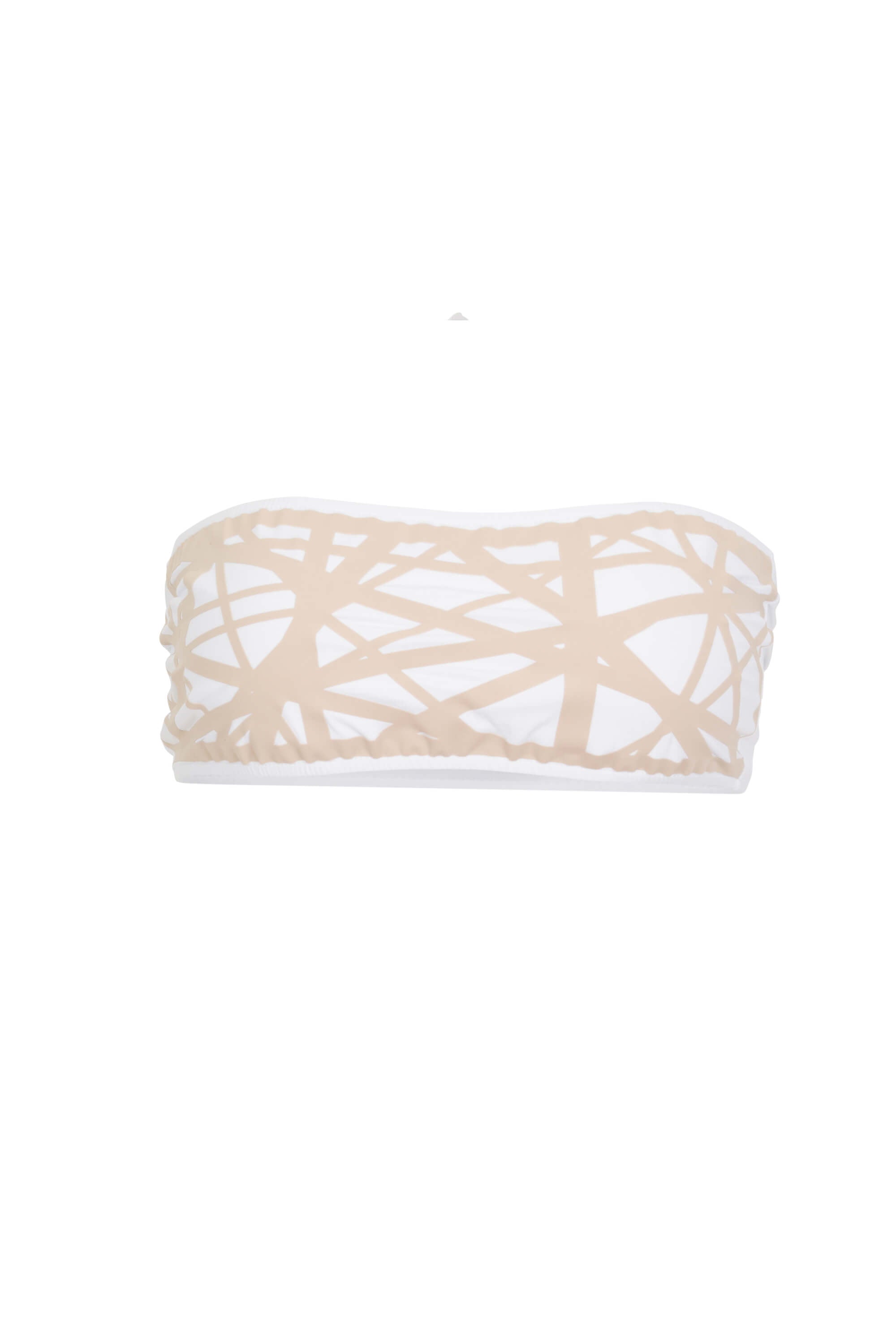 Lillian Strapless Bikini Top in White/Camel | Size: Medium Refurbished - Sauipe Swim refurbished available on Cerqular