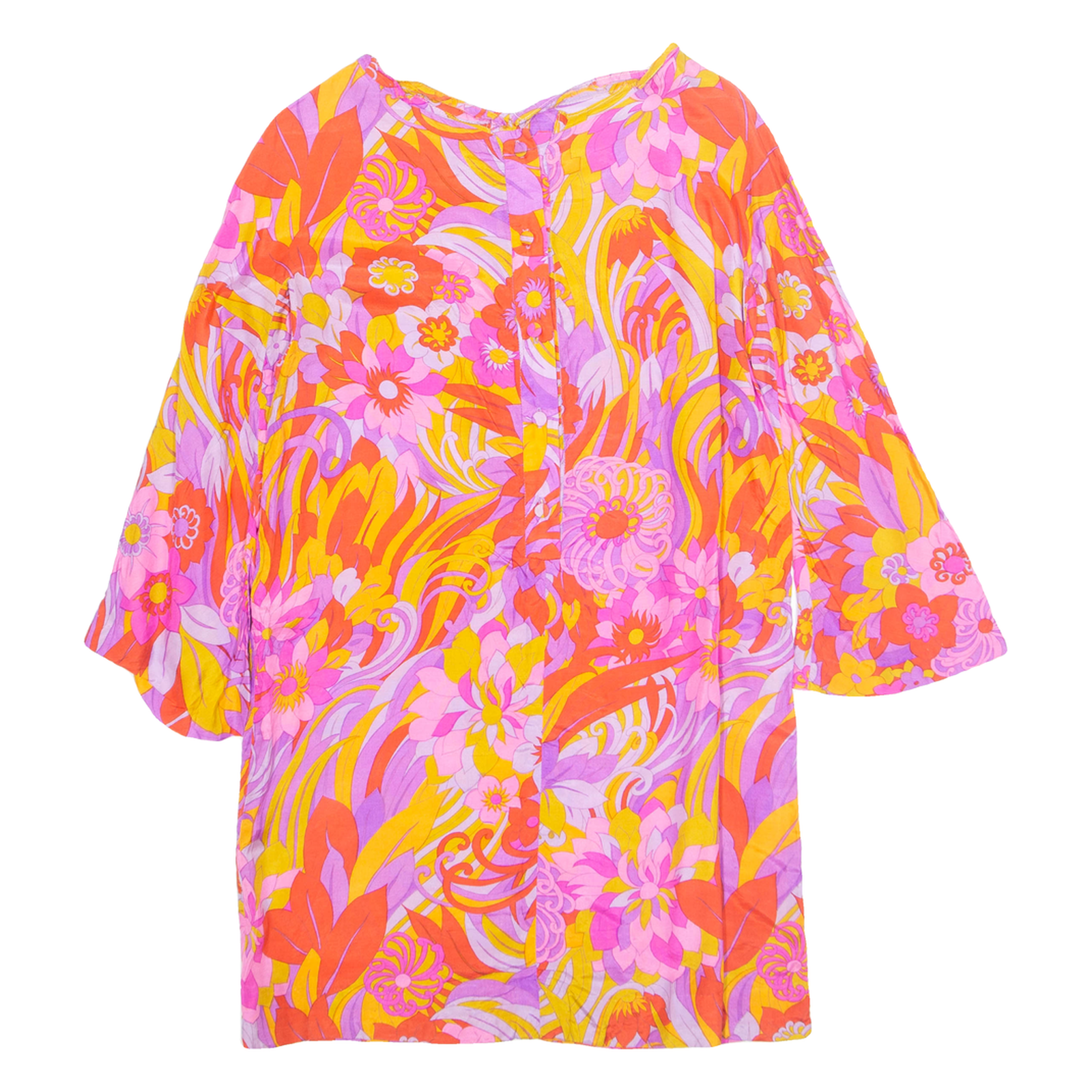 Festival Womens Shift Dress Pink Floral Knee Length S Refurbished - N/A refurbished available on Cerqular