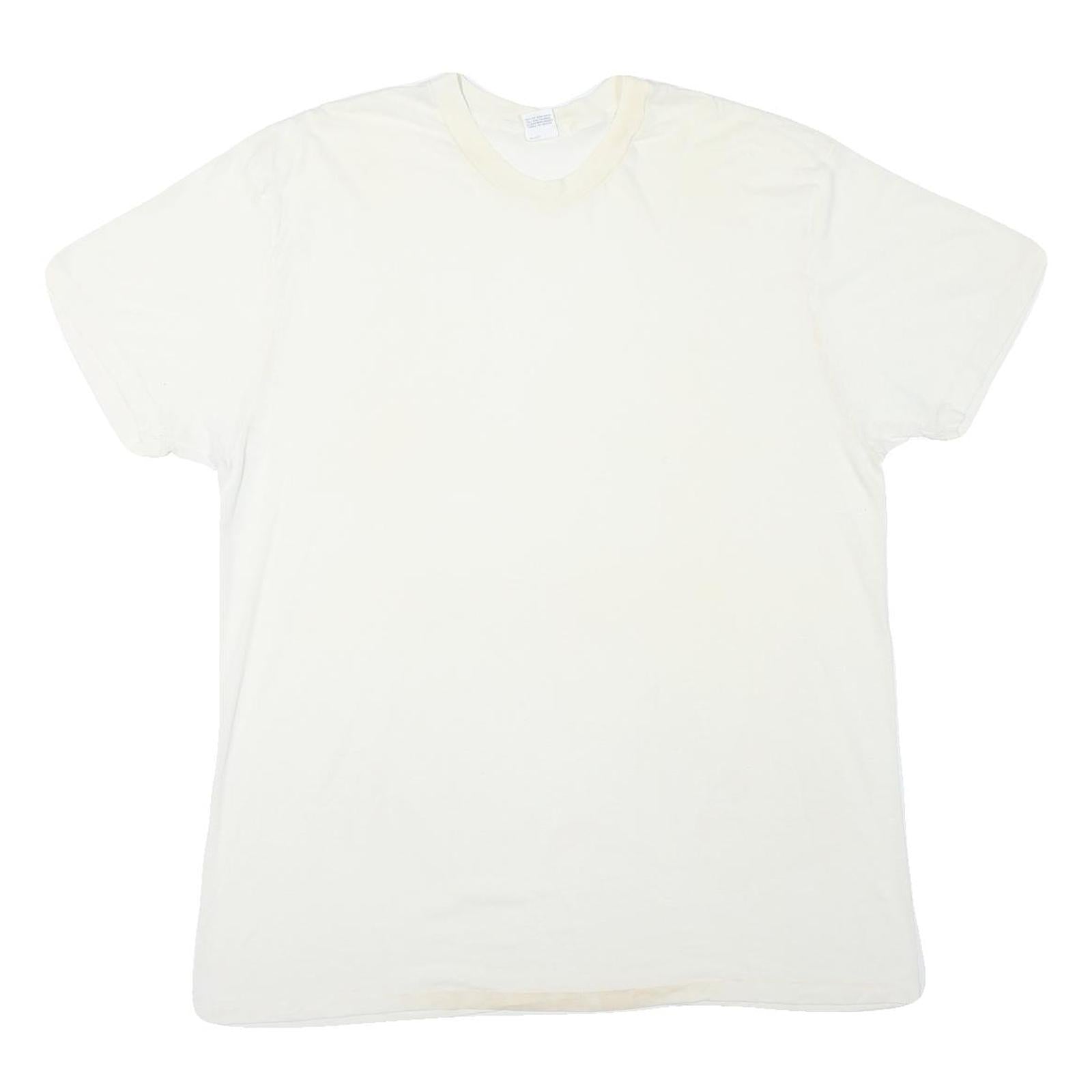 WINDRIDGE Mens White Plain T-Shirt 2XL Short Sleeve Crew Neck Cotton Blend Refurbished - N/A refurbished available on Cerqular