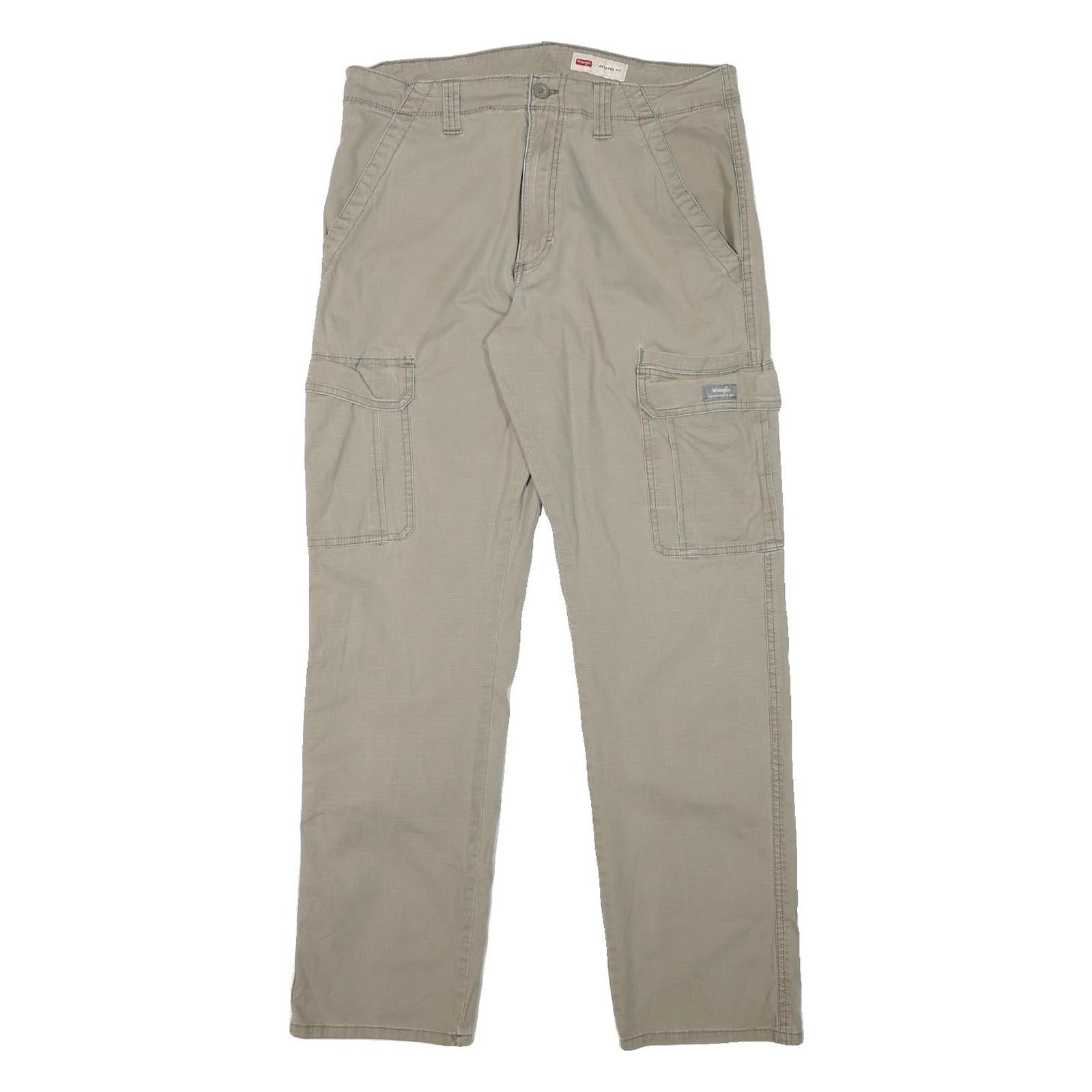 WRANGLER Mens Cotton Blend Beige Relaxed Cargo Trousers W32 L31 Zip Closure Refurbished - N/A refurbished available on Cerqular