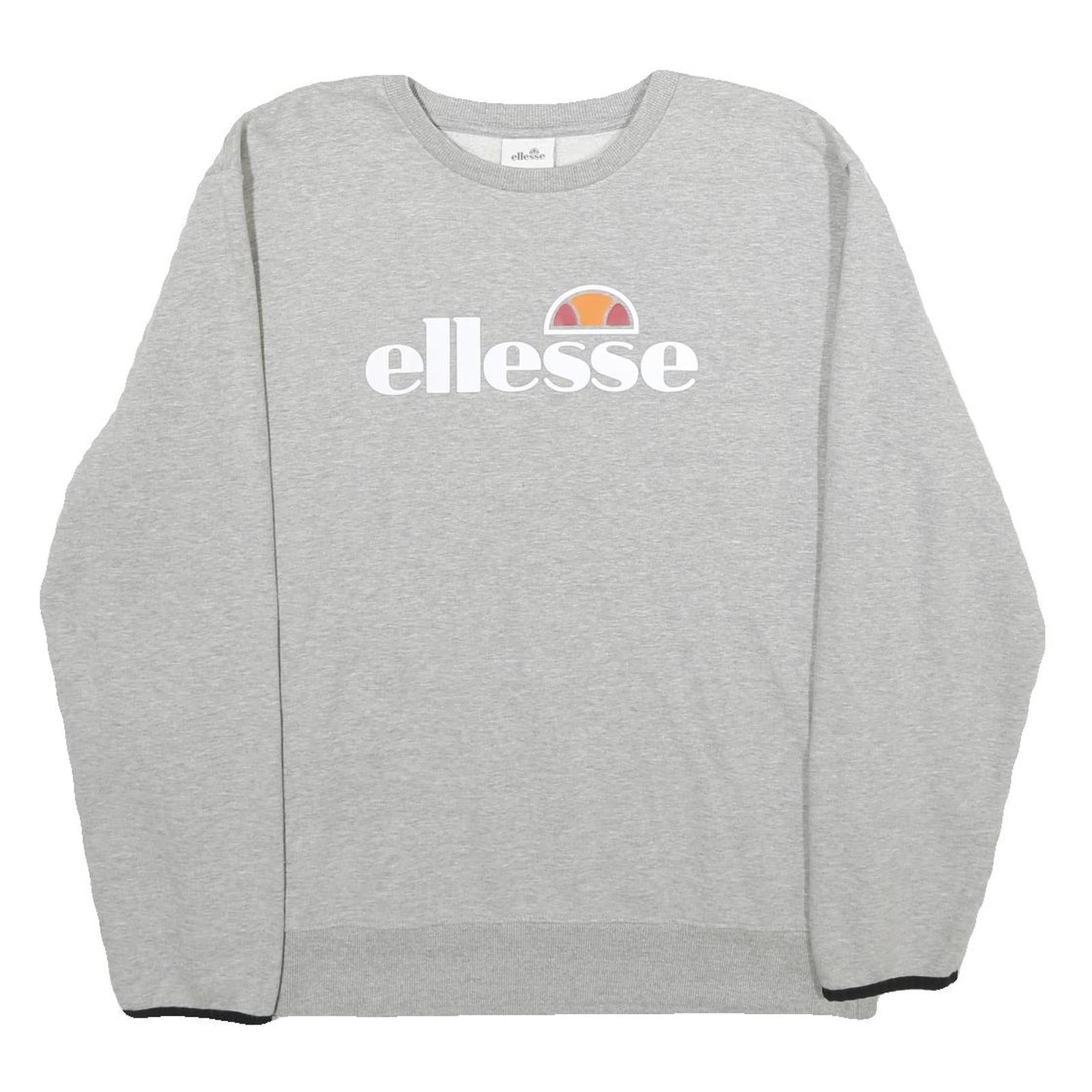 ELLESSE Mens Grey Crew Neck L Cotton Blend Sweatshirt Logo Printed Refurbished - N/A refurbished available on Cerqular