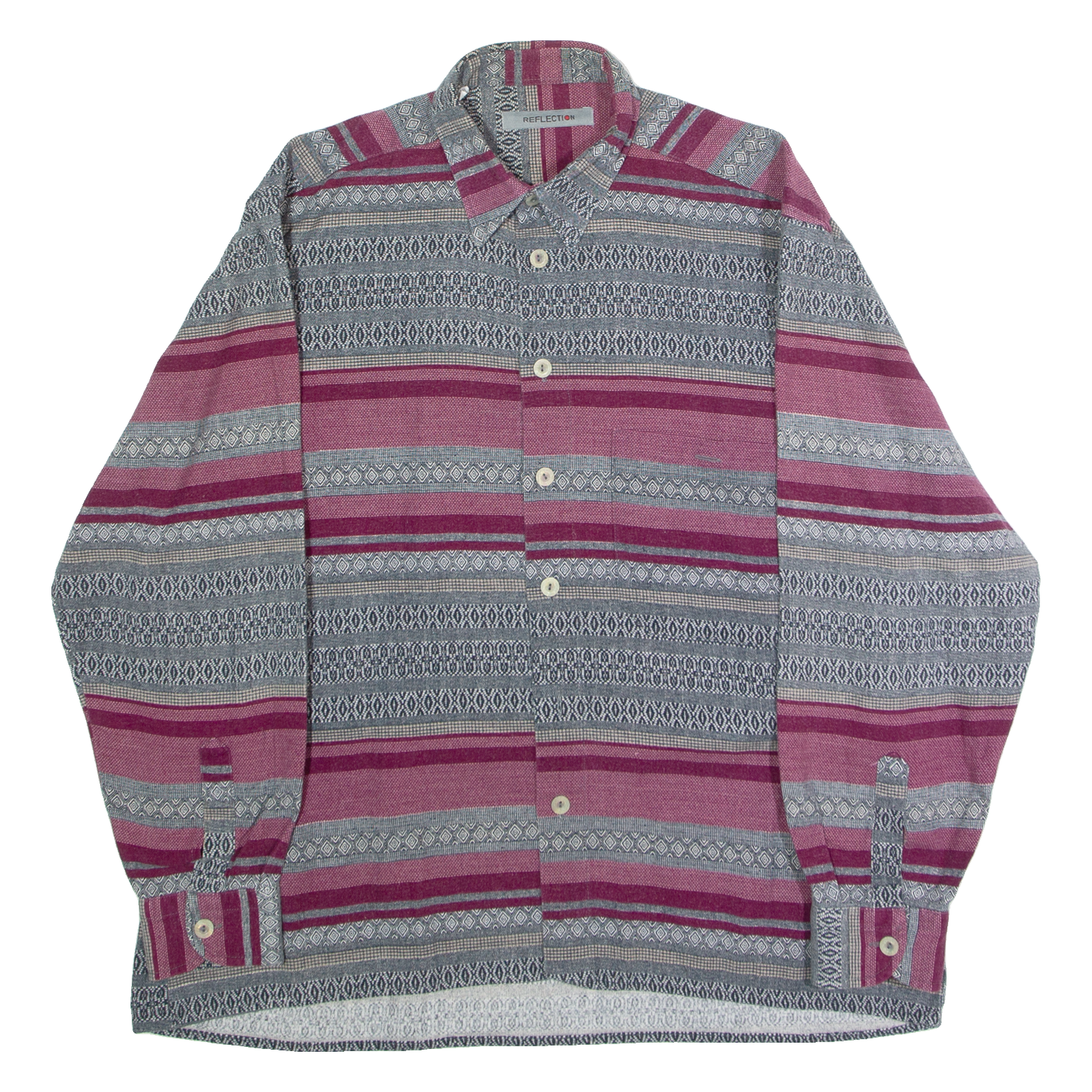 REFLECTION Mens Shirt Grey Striped Long Sleeve L Refurbished - N/A refurbished available on Cerqular