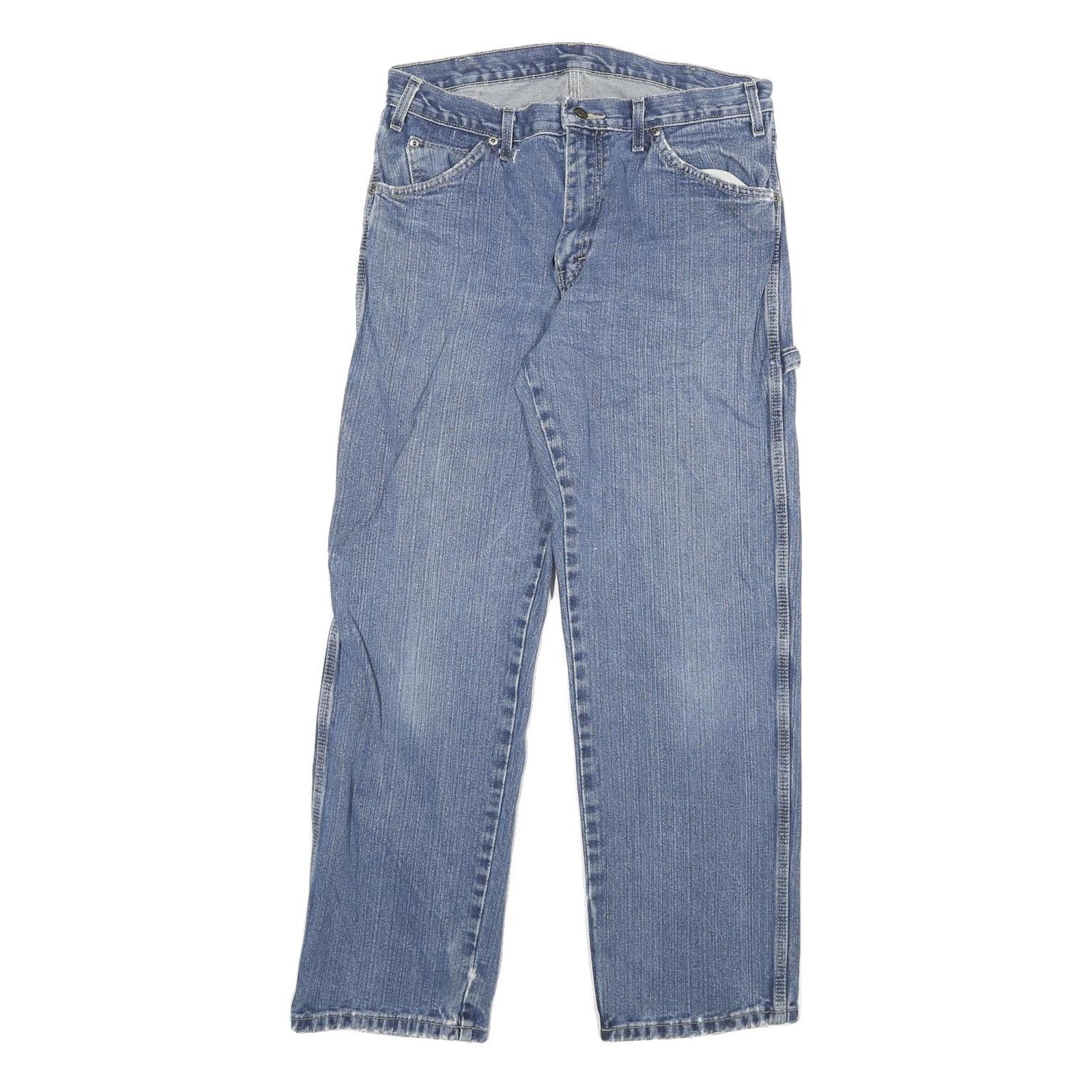 DICKIES Mens Regular Fit Straight Blue Denim Jeans Cotton Blend Zip W32 L30 Refurbished - N/A refurbished available on Cerqular