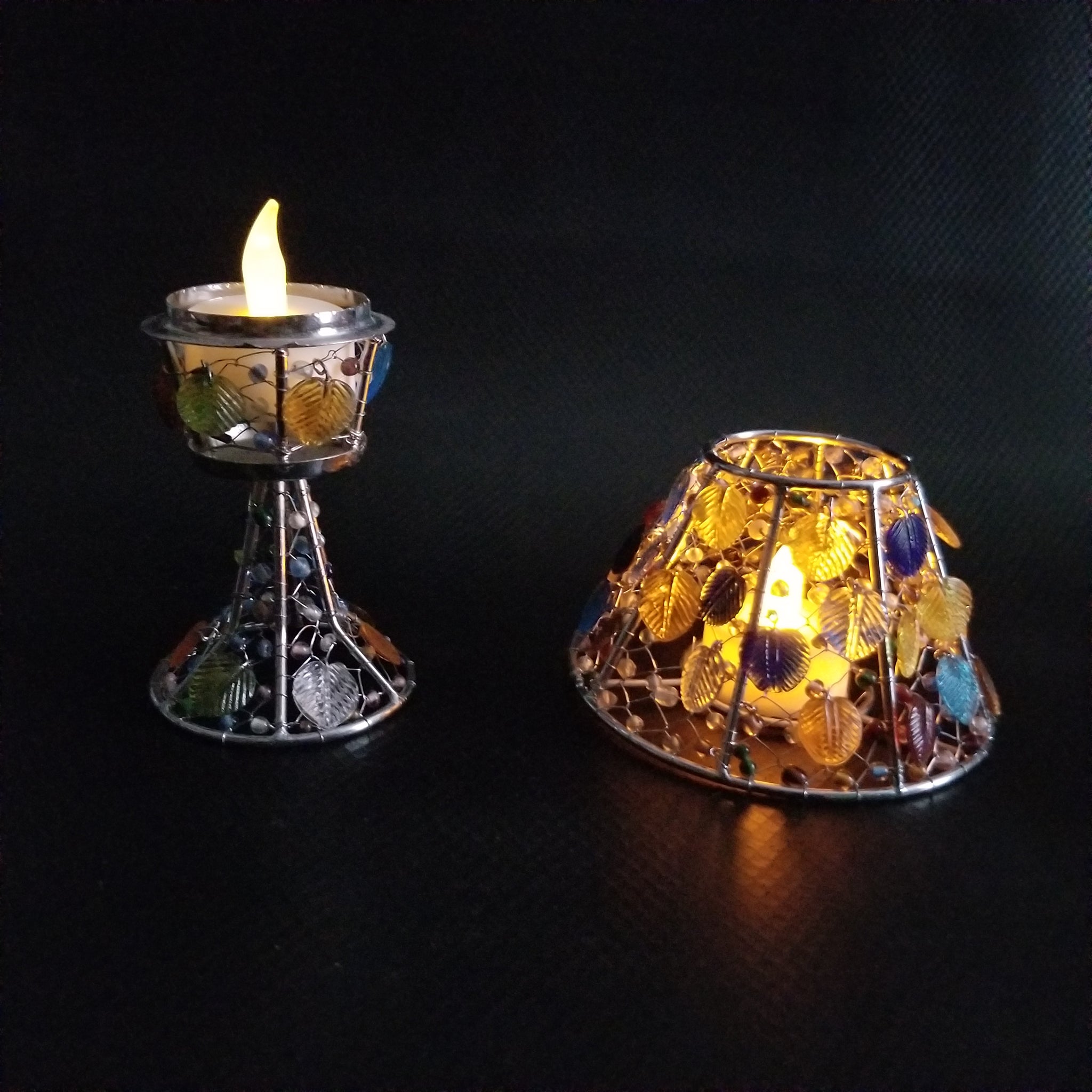 Handmade colored glass Tea Light candle holder | Color: Blue Refurbished - N/A refurbished available on Cerqular