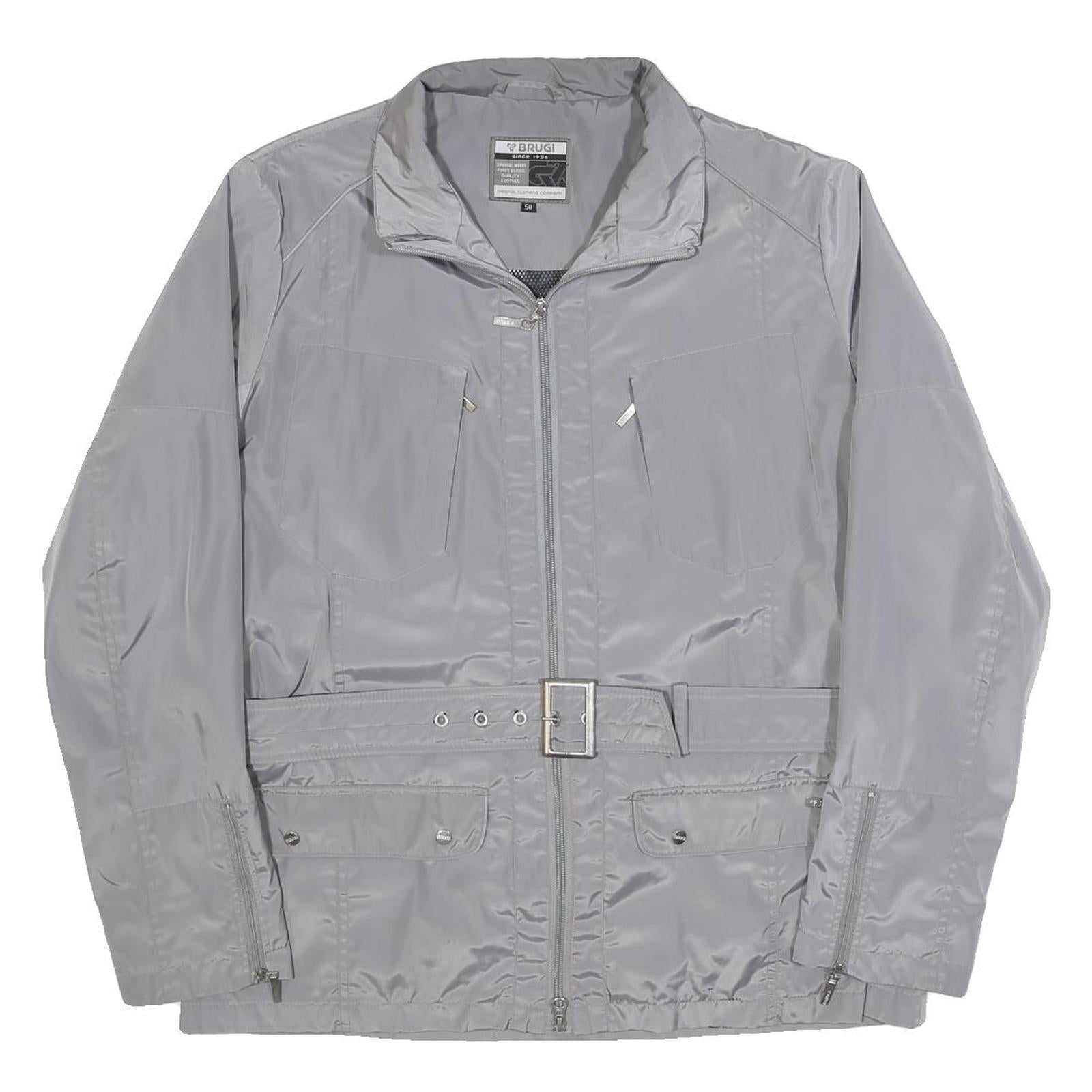 BRUGI Womens Grey Lightweight Jacket L Polyester Blend Zip Belted Casual Refurbished - N/A refurbished available on Cerqular