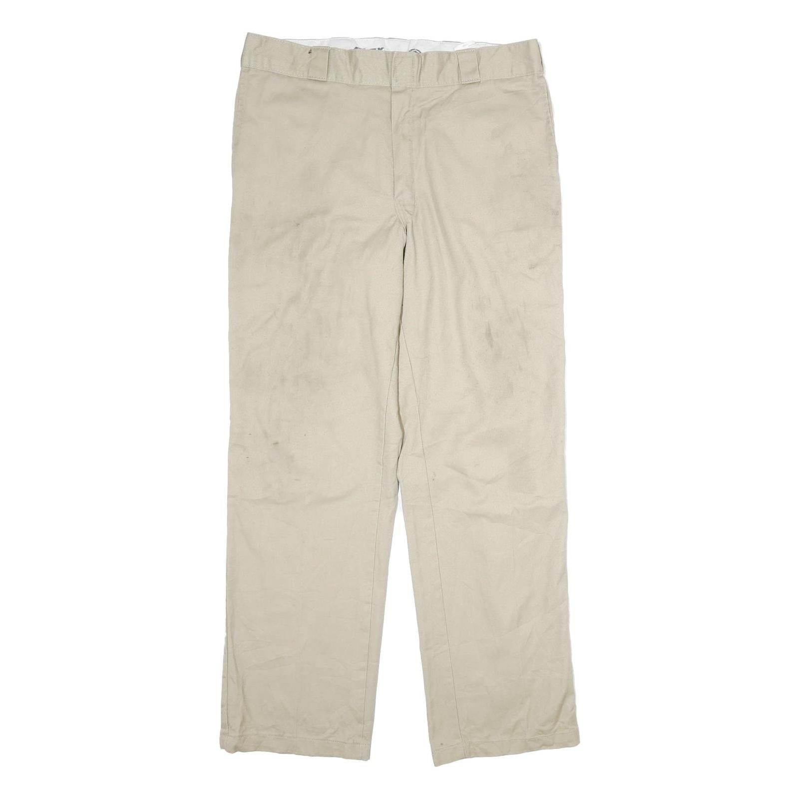 DICKIES Mens Regular Fit Beige Cotton Trousers W36 L31 Workwear Zip Closure Refurbished - N/A refurbished available on Cerqular