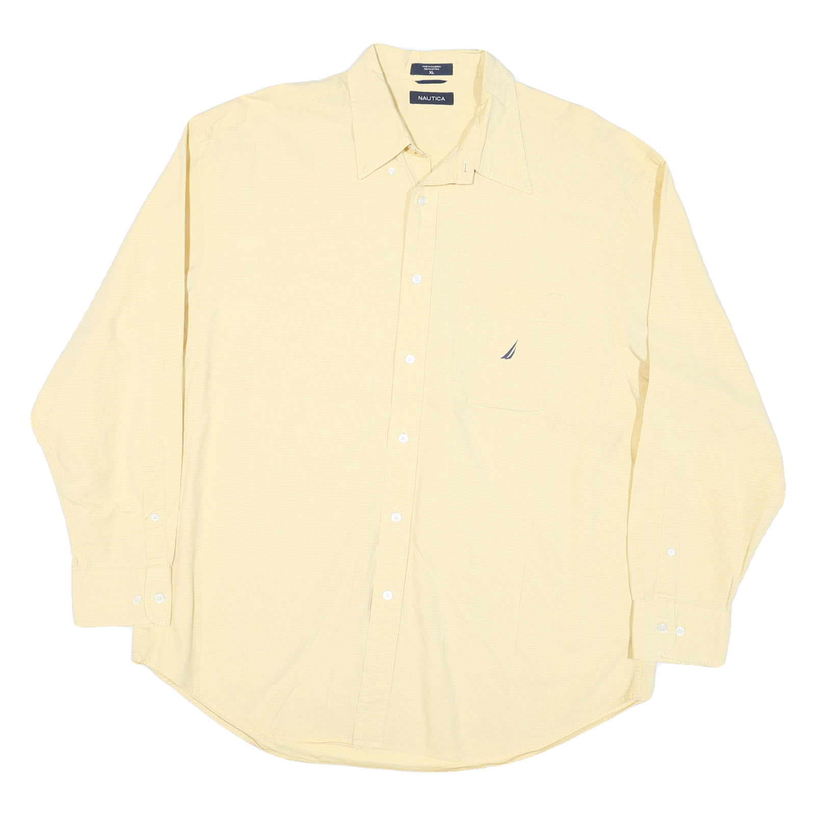NAUTICA Mens Yellow & White Cotton Blend Shirt XL Classic Fit Long Sleeve Casual Refurbished - N/A refurbished available on Cerqular