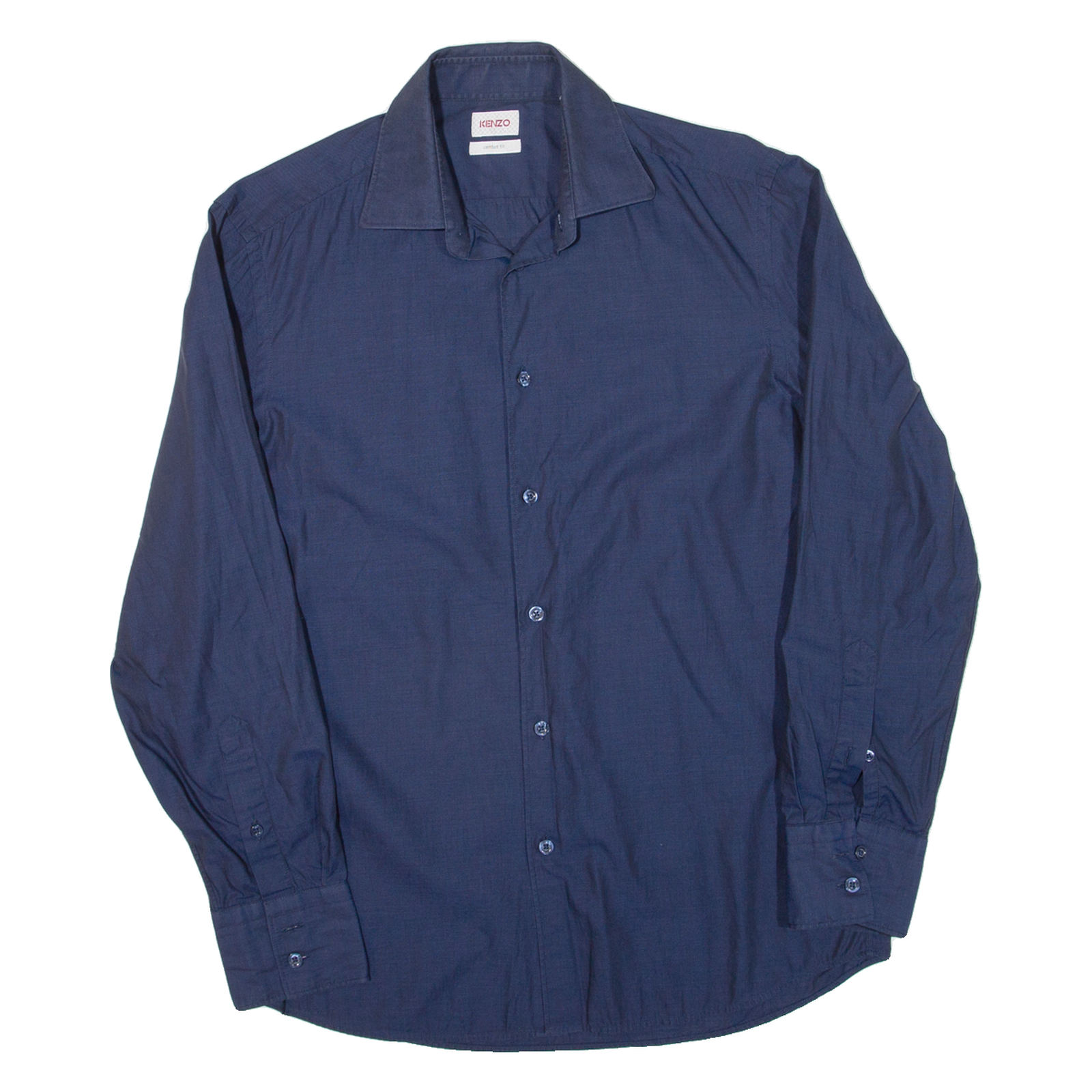 KENZO Comfort Fit Mens Plain Shirt Blue Long Sleeve S Refurbished - N/A refurbished available on Cerqular