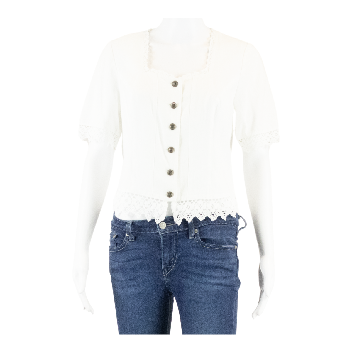 ROSE BLUSEN Womens Cropped Shirt White S Refurbished - N/A refurbished available on Cerqular